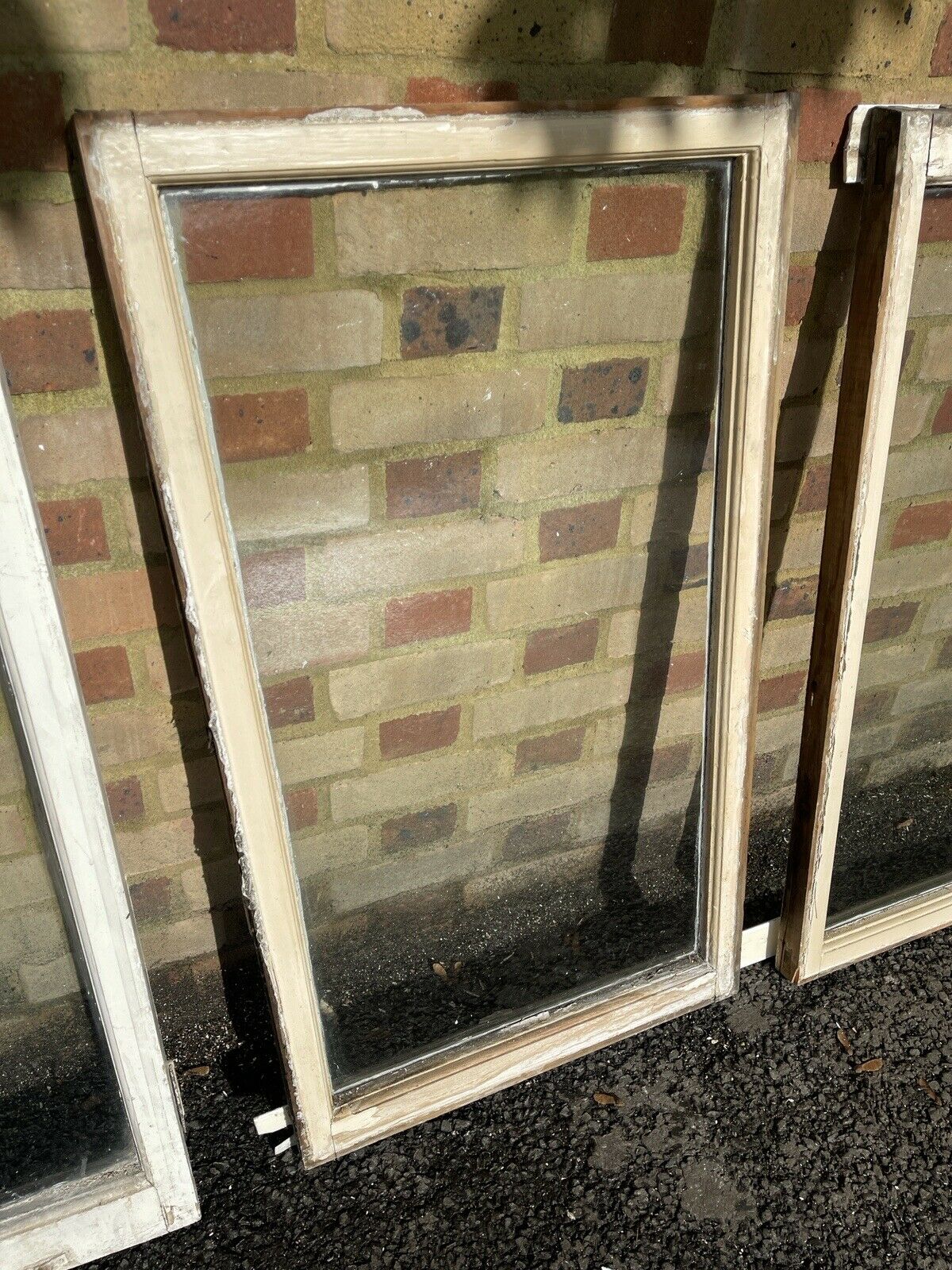 Job Lot Of Reclaimed Old Wooden Panel Sash Windows Cylinder Wavy Glass X 5
