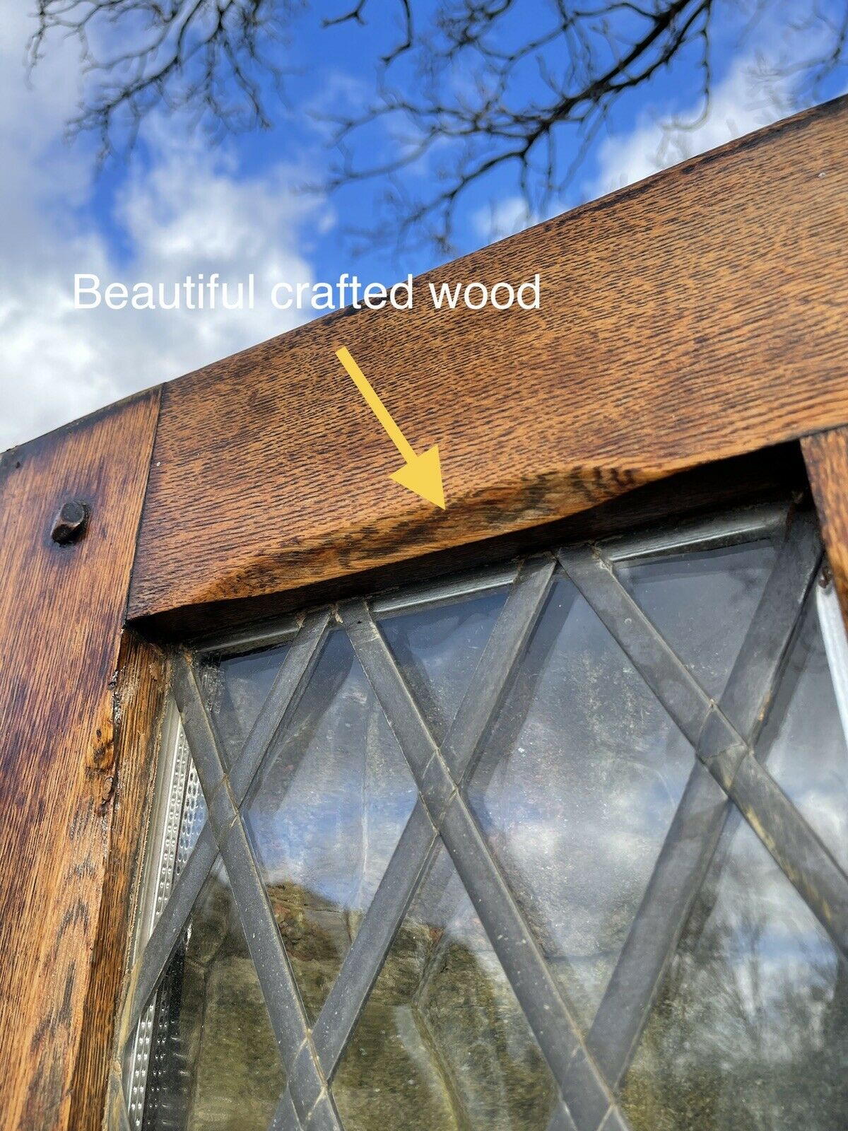 Reclaimed Arts Craft Oak Wooden Front Door Leaded Doubled Glazed 2127 x 910mm
