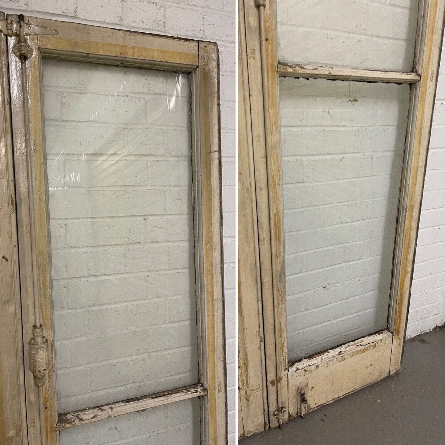 Reclaimed Old French Single Panel Glass Wooden Double Doors 1975 x 1068mm