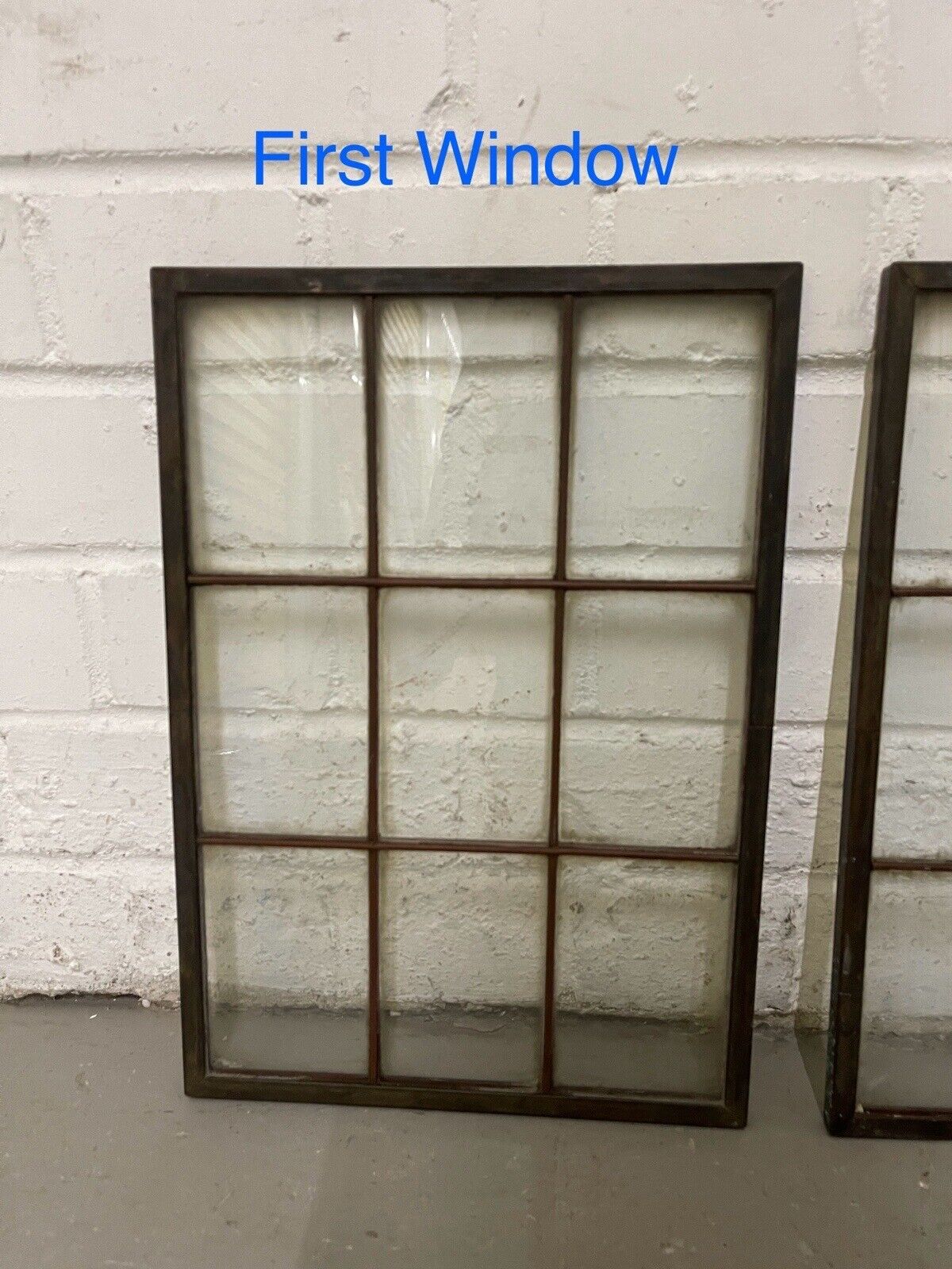 Pair Of Reclaimed Arts & Crafts Copper Window Glass Panes Panels 363mm x 255mm