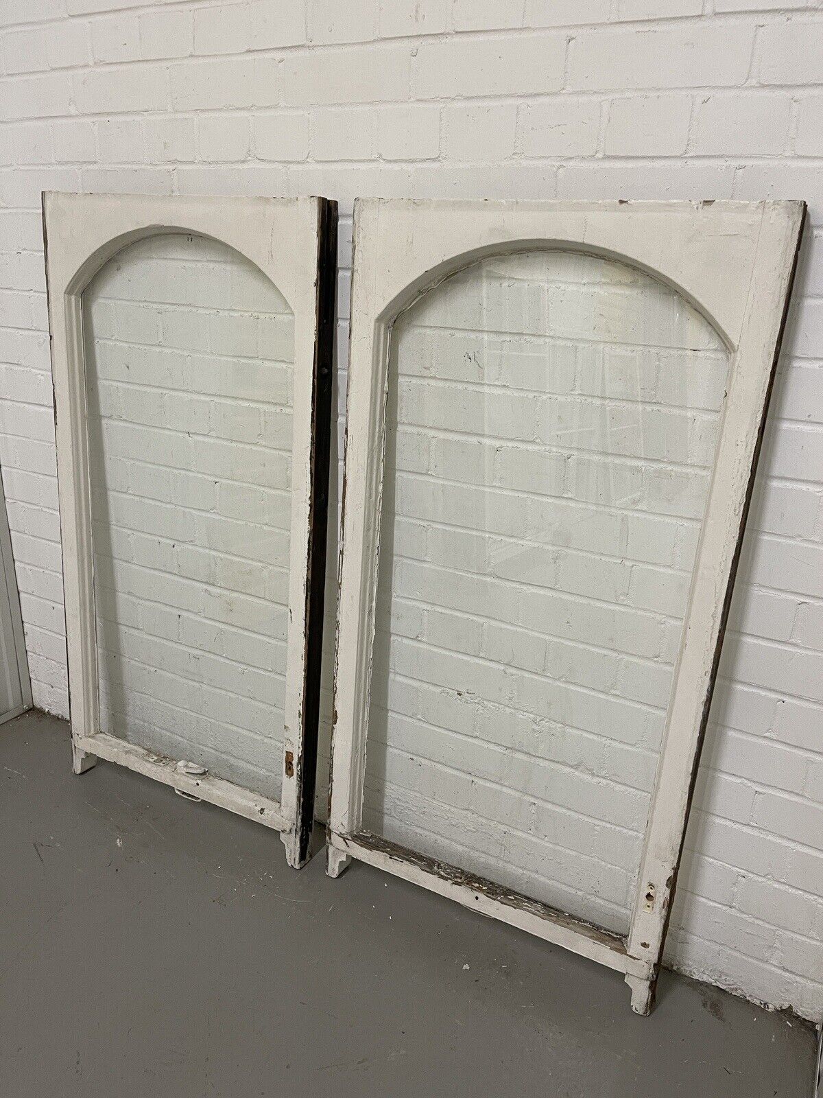 Pair Of Reclaimed Old Edwardian Arch Sash Wooden Window 1180 x 605mm