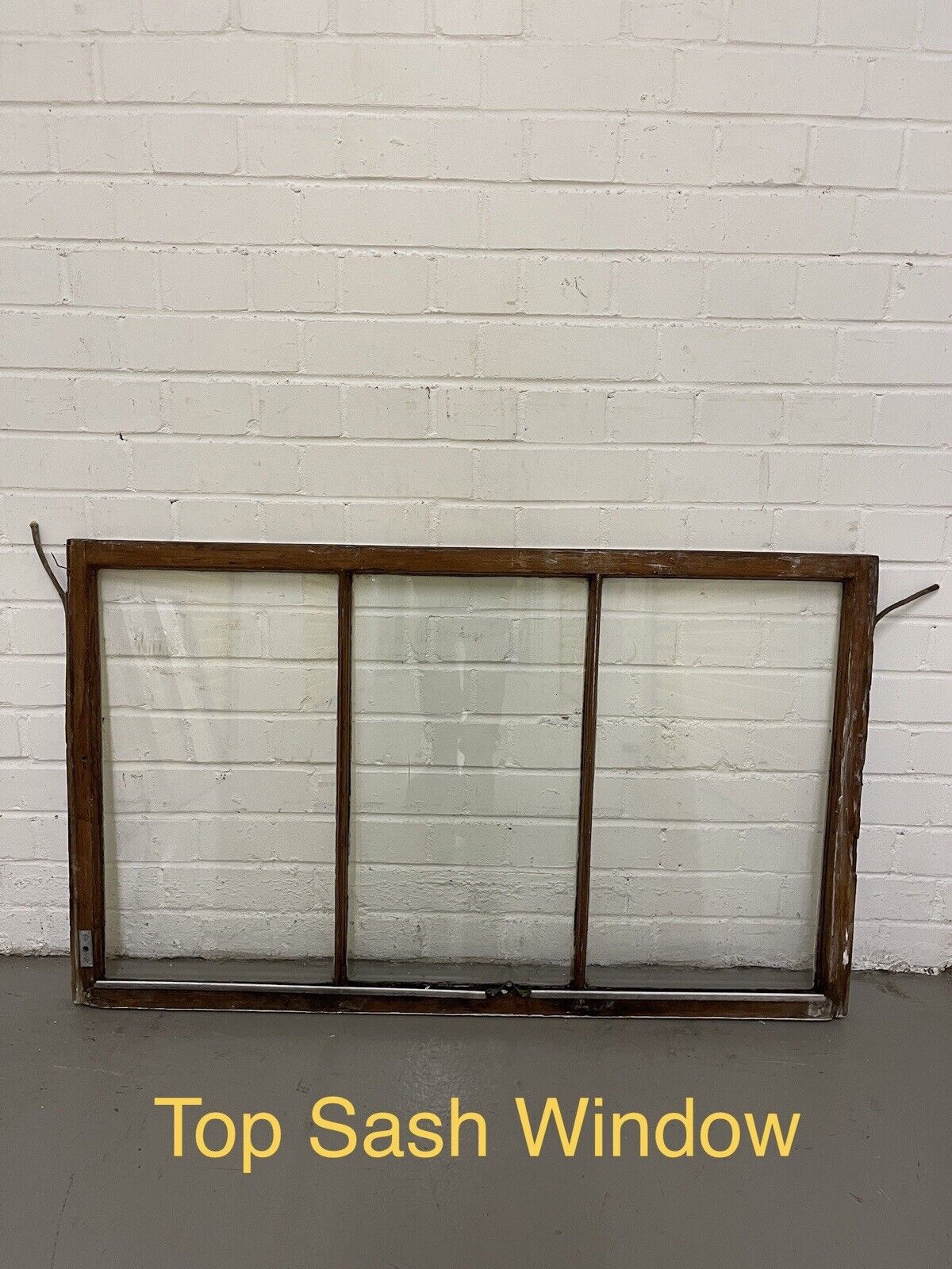 Pair Of Reclaimed Old Victorian Edwardian Three Wooden Panel Sash Windows