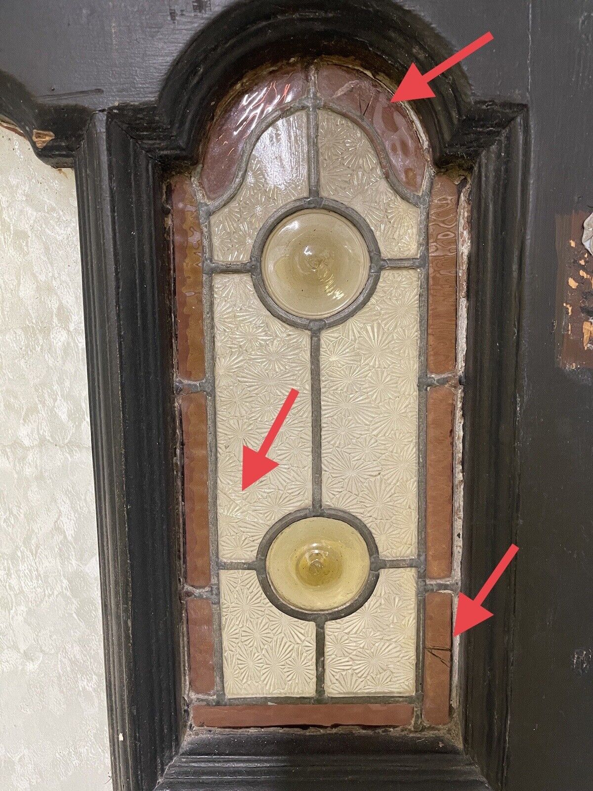 Reclaimed Victorian Edwardian Wooden Panel Stained Glass Front Door 2130 x 975