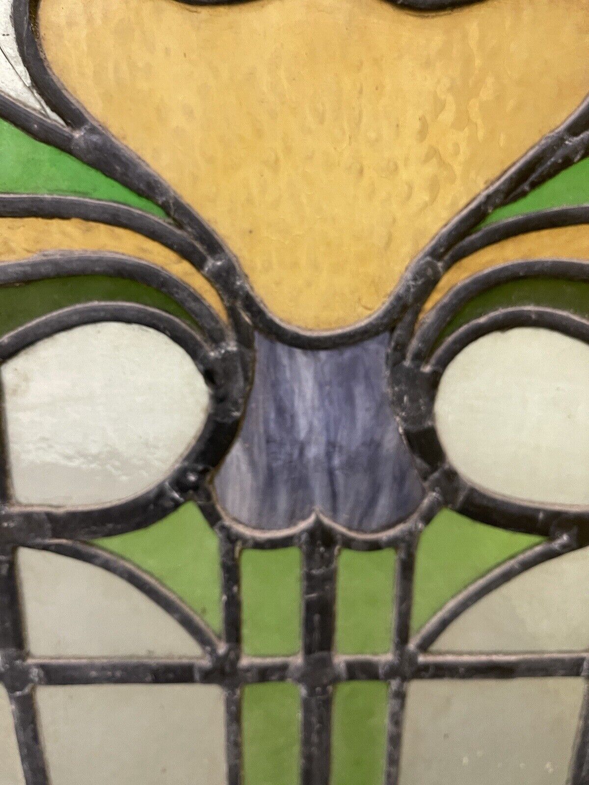 Reclaimed Leaded Light Stained Glass Art Nouveau Window Panel 680 x 655mm