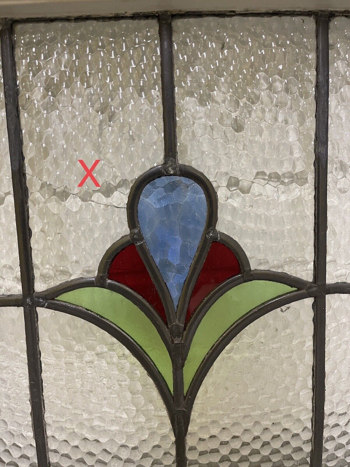 Reclaimed Leaded Light Stained Glass Art Nouveau Wooden Window Panel