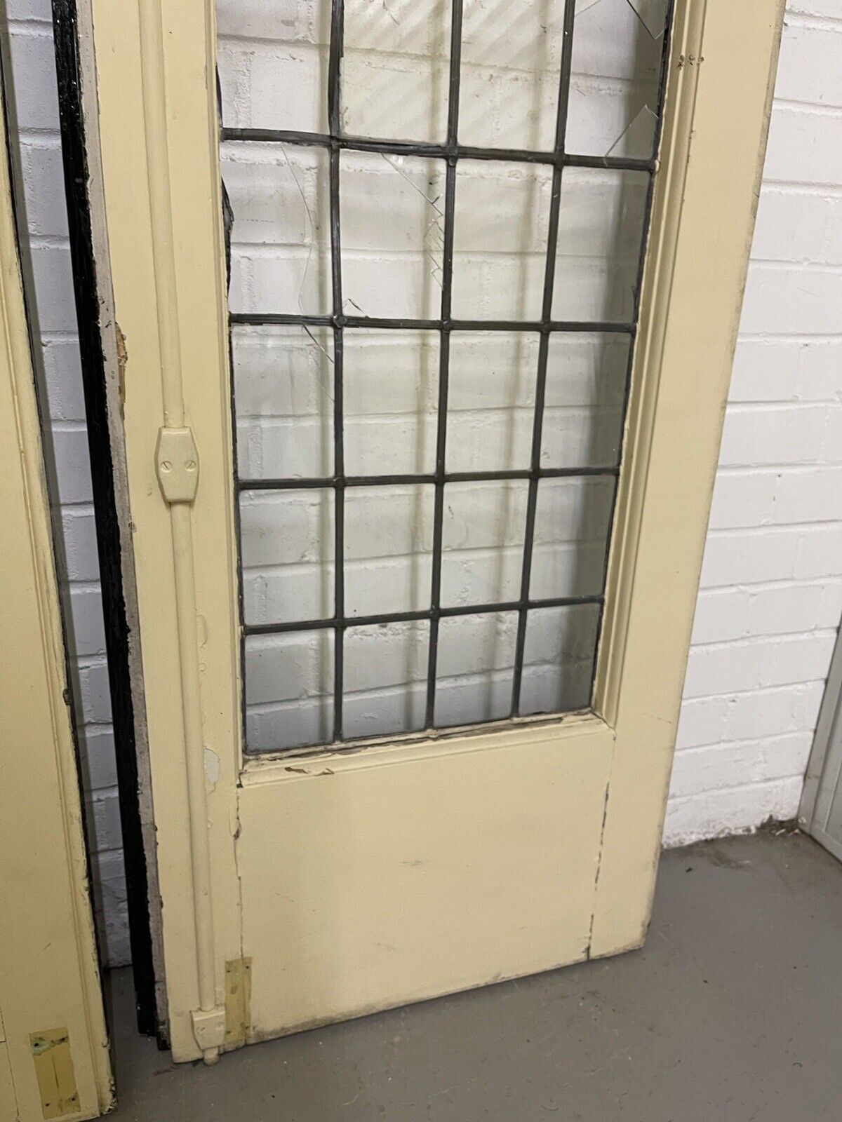 Reclaimed Old French Leaded Single Panel Glass Wooden Double Doors 2020 x 1120mm