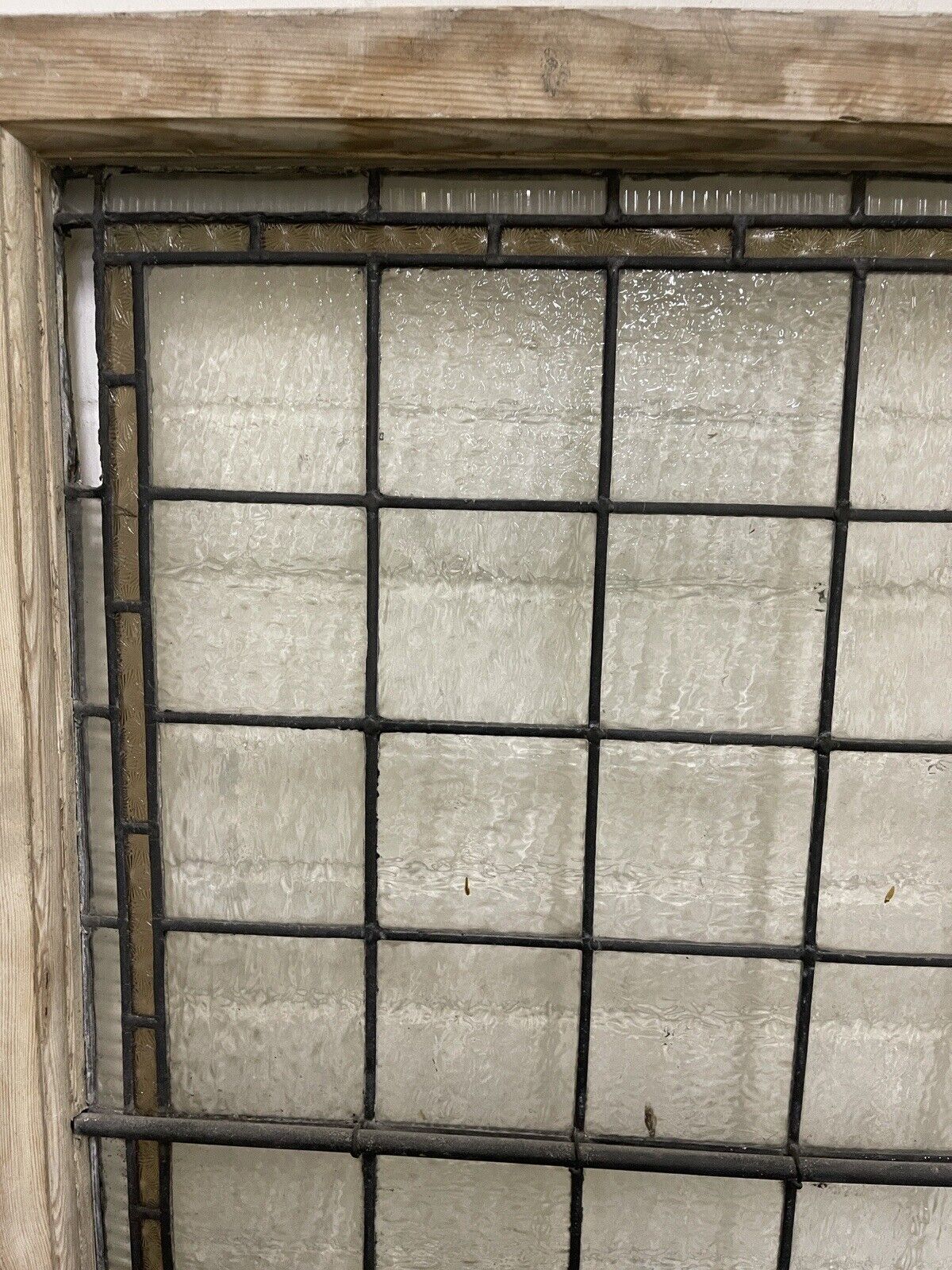 Pair Of Reclaimed Leaded Light Stained Glass Wooden Window Panels