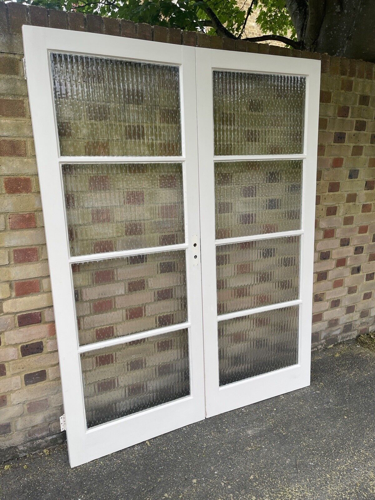 Reclaimed Reeded Glass Internal Or External French Doors 1954 x 1515mm