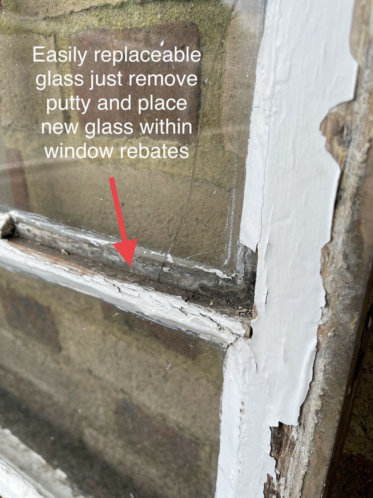 Reclaimed Old Georgian 3 Panel Wooden Sash Window 530 x 705mm