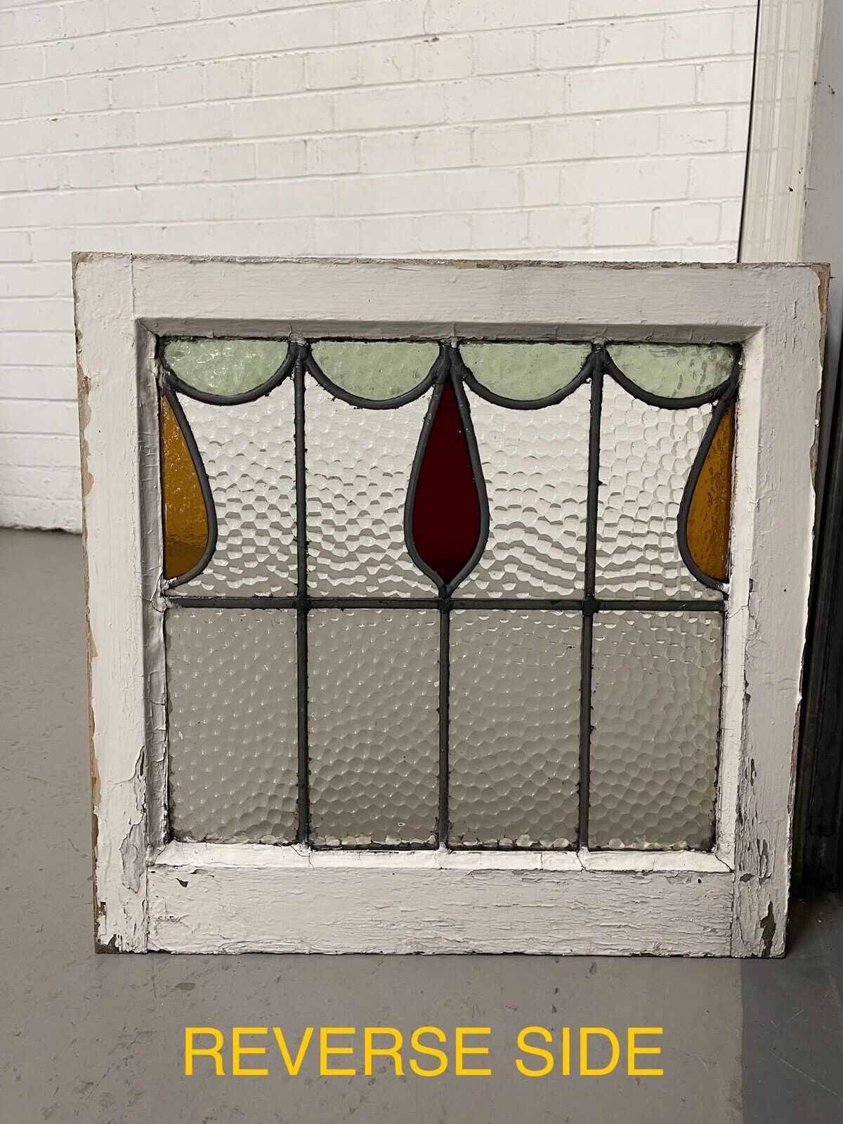 Reclaimed Leaded Light Stained Glass Window Panel 470 x 455mm