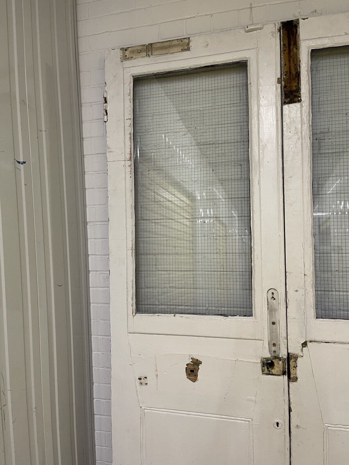 Reclaimed Old Large French Safety Glass Wooden Double Doors 2430 x 1430mm