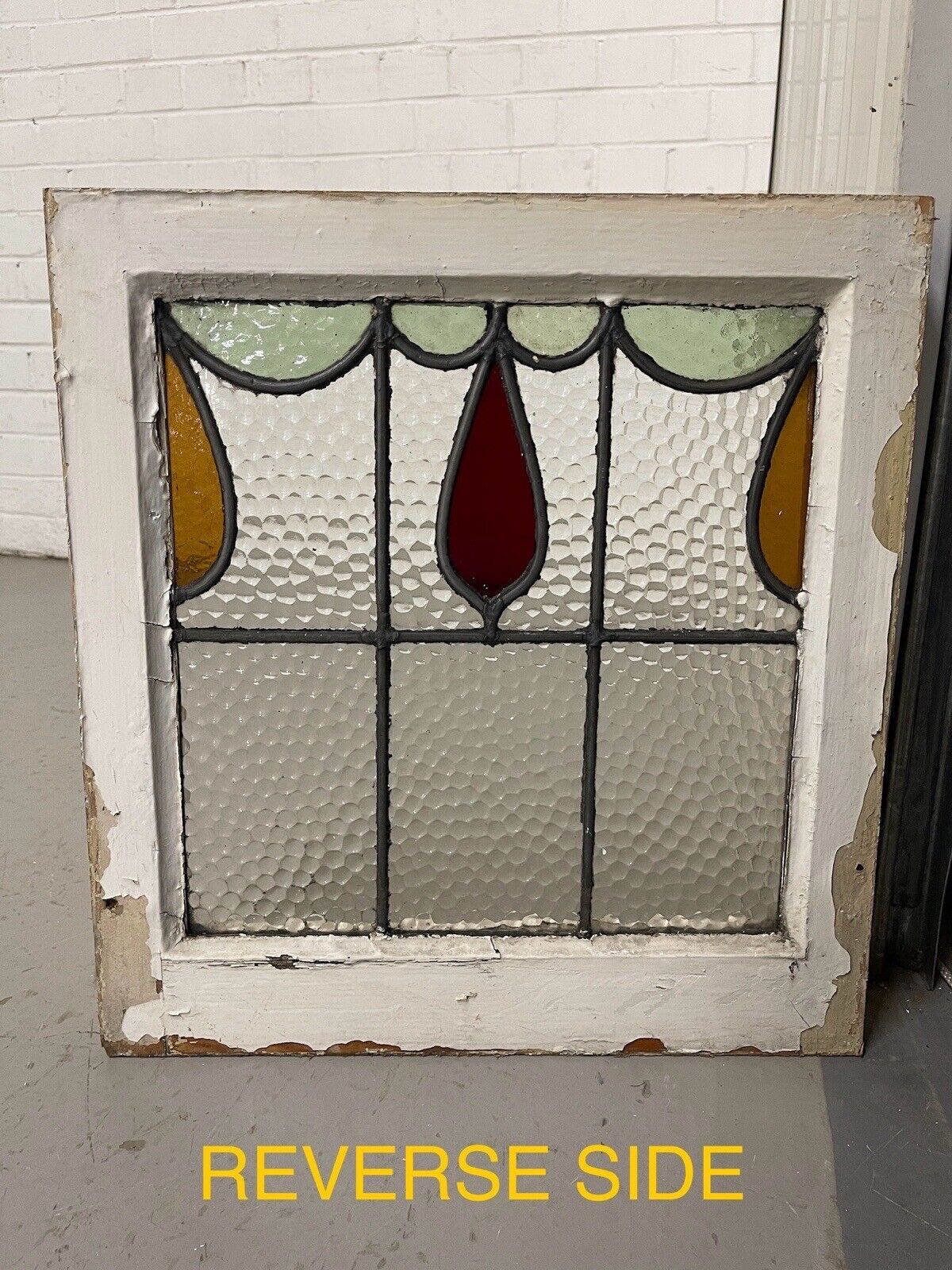 Reclaimed Leaded Light Stained Glass Window Panel 430 x 455mm