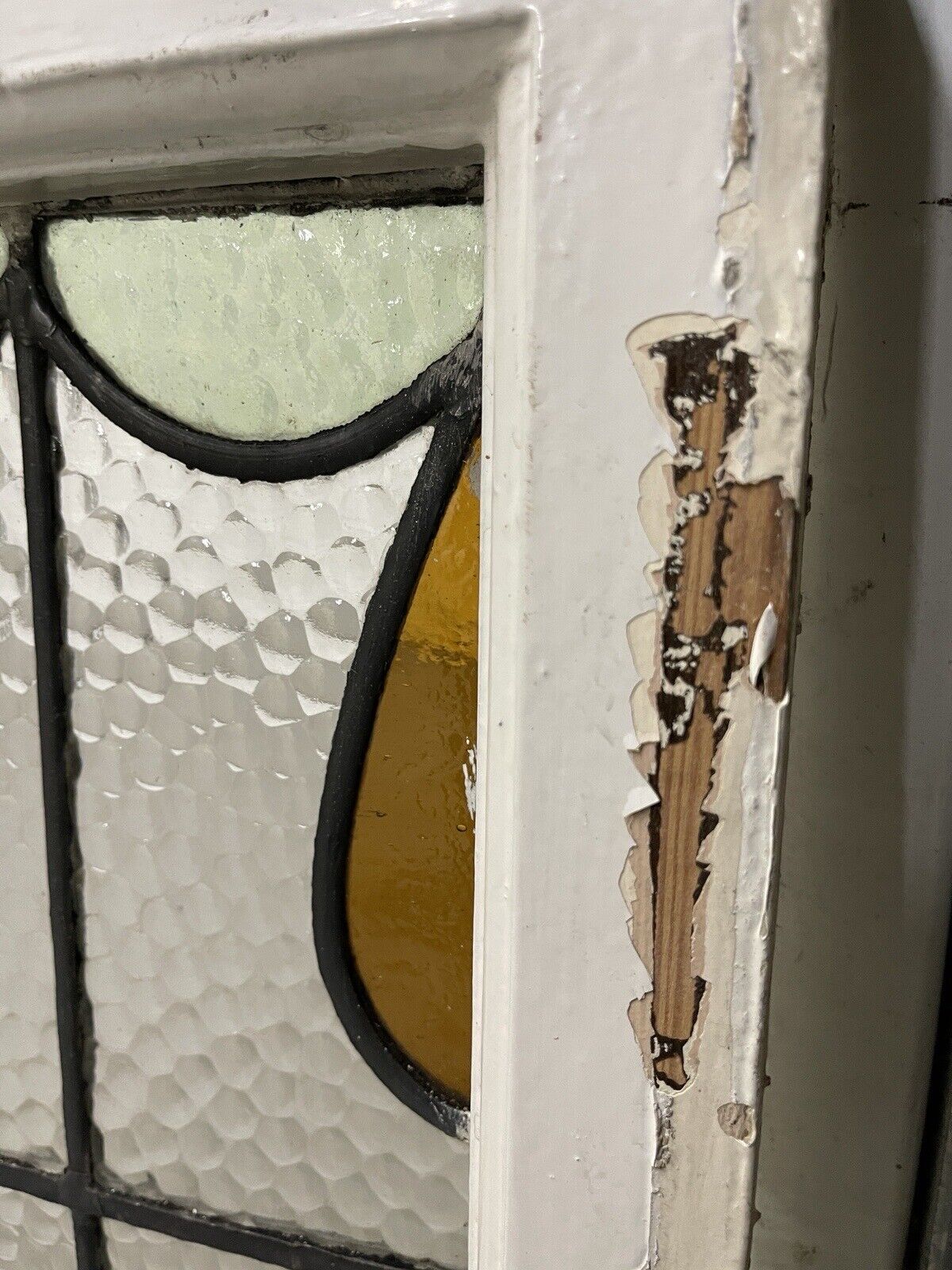 Reclaimed Leaded Light Stained Glass Window Panel 465 x 500mm