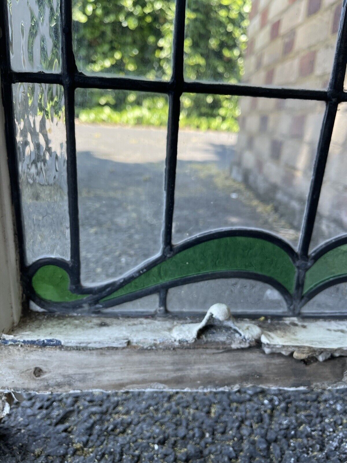 Reclaimed Leaded Light Stained Glass Art Nouveau Window Panel 835 x 530mm