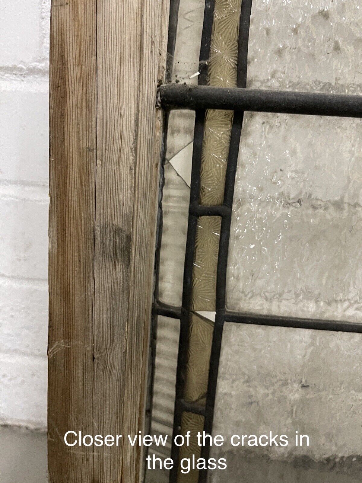 Pair Of Reclaimed Leaded Light Stained Glass Wooden Window Panels
