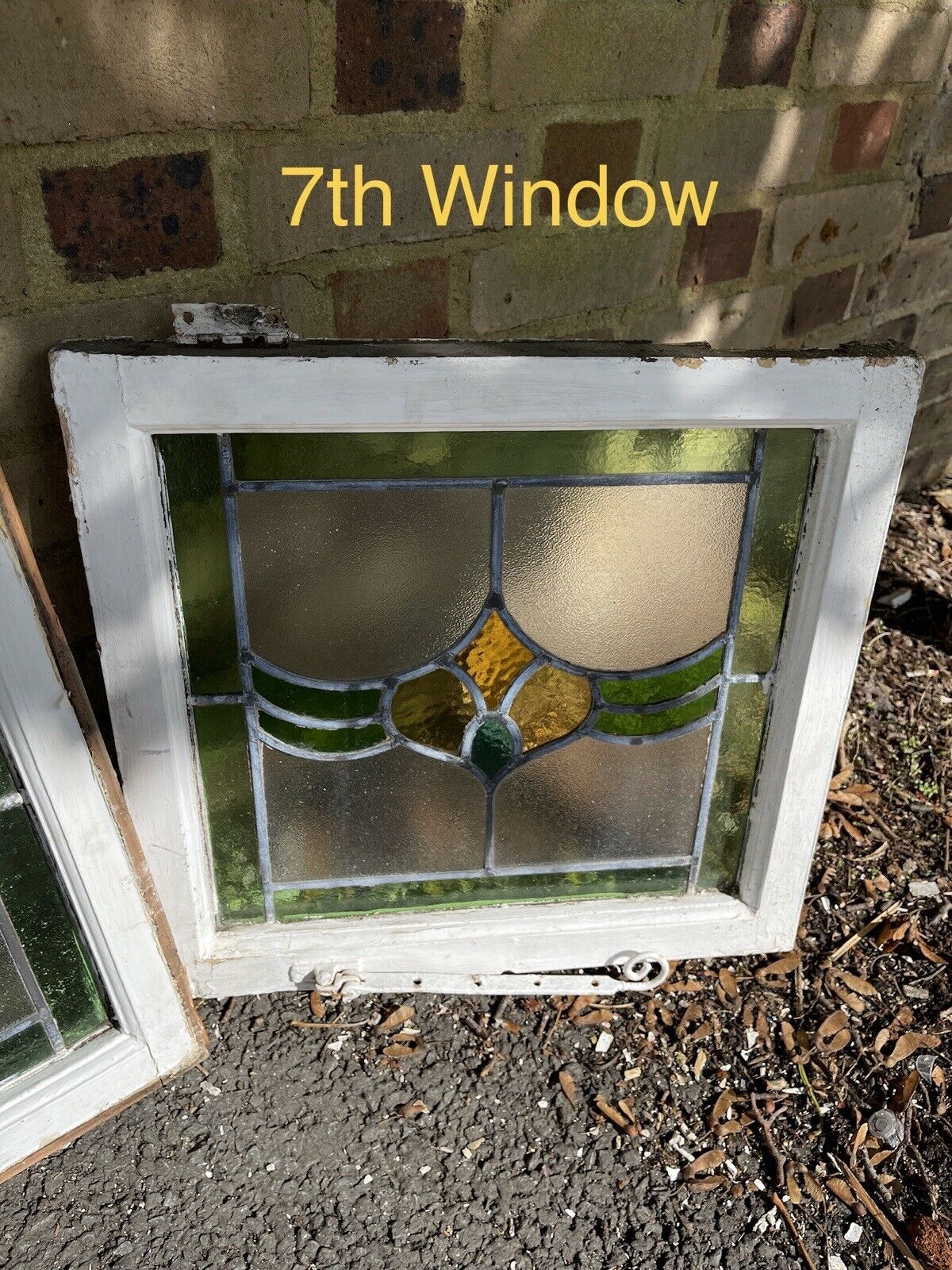 Seven Reclaimed Leaded Light Stained Glass Art Nouveau Wooden Window Panels
