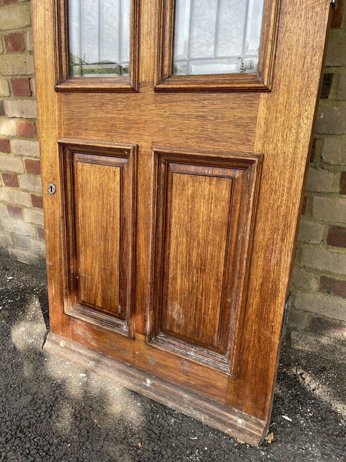 Reclaimed Old Victorian Edwardian Wooden Leaded Glass Front Door 2030mm x 790mm