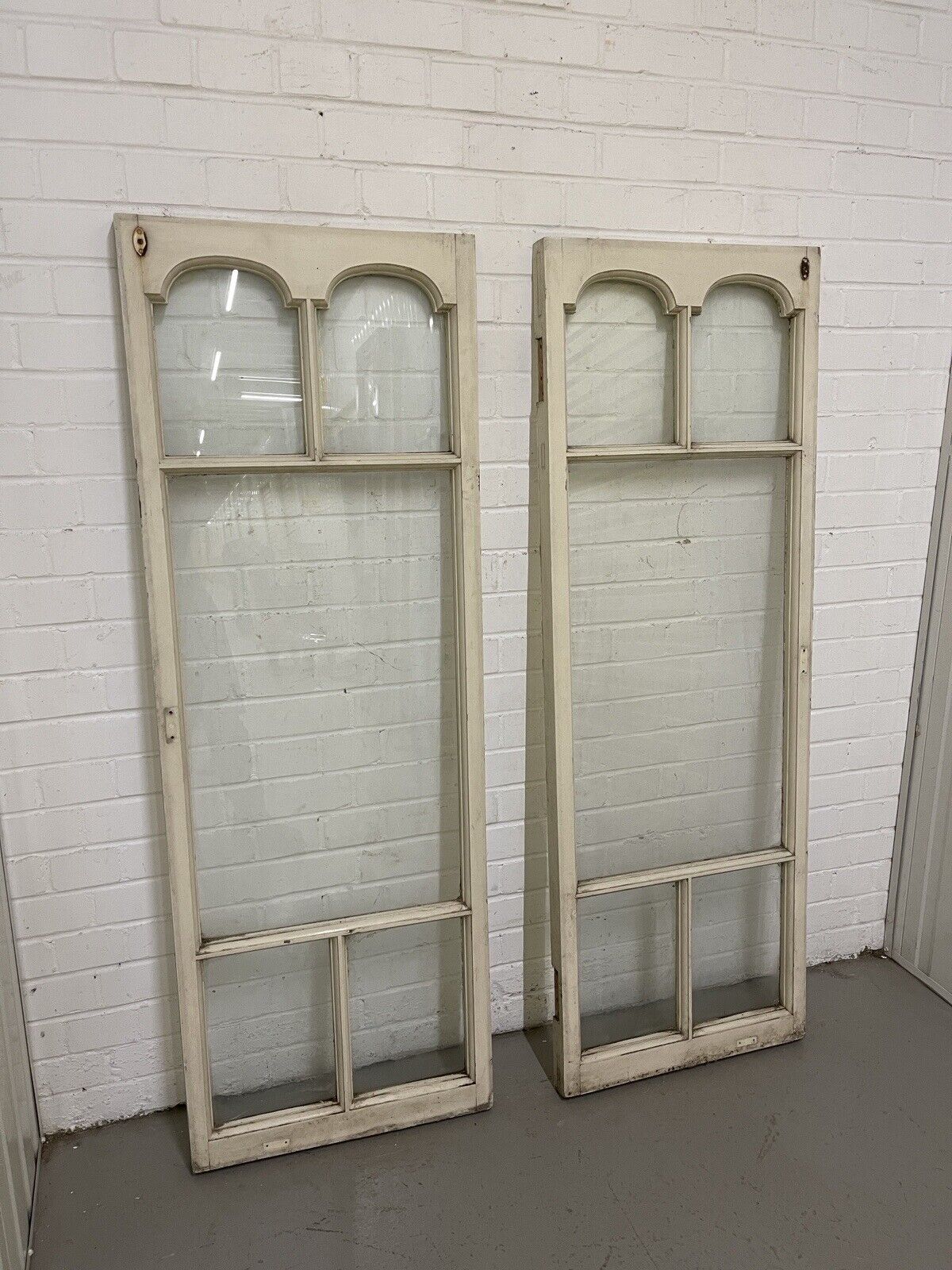 Pair Of Reclaimed Edwardian French Wooden Panel Windows 1512 x 532 1512 x 532mm