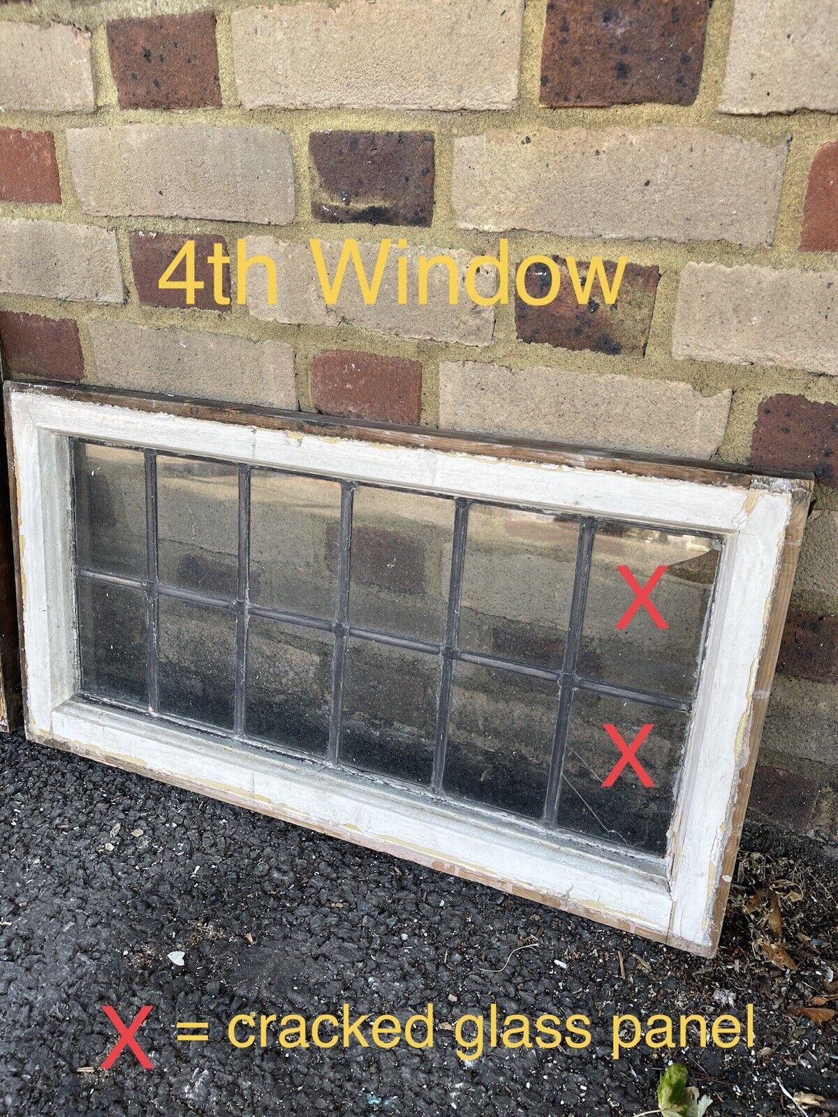 Job Lot Of 4 Reclaimed Leaded Light Panel Wooden Windows