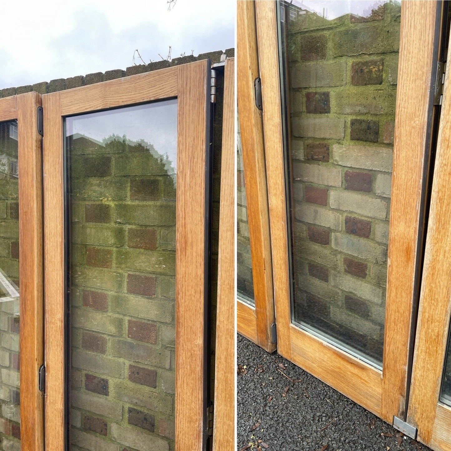 Solid Oak Double Glazed Bifold Sliding  External Doors NO FRAME 1970 x 1720mm