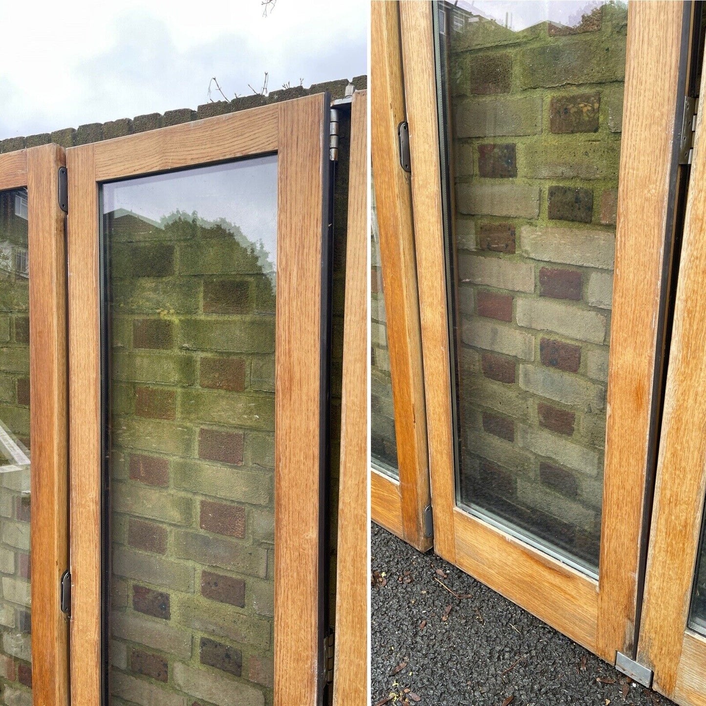 Solid Oak Double Glazed Bifold Sliding External Doors NO FRAME 1970 x 1720mm