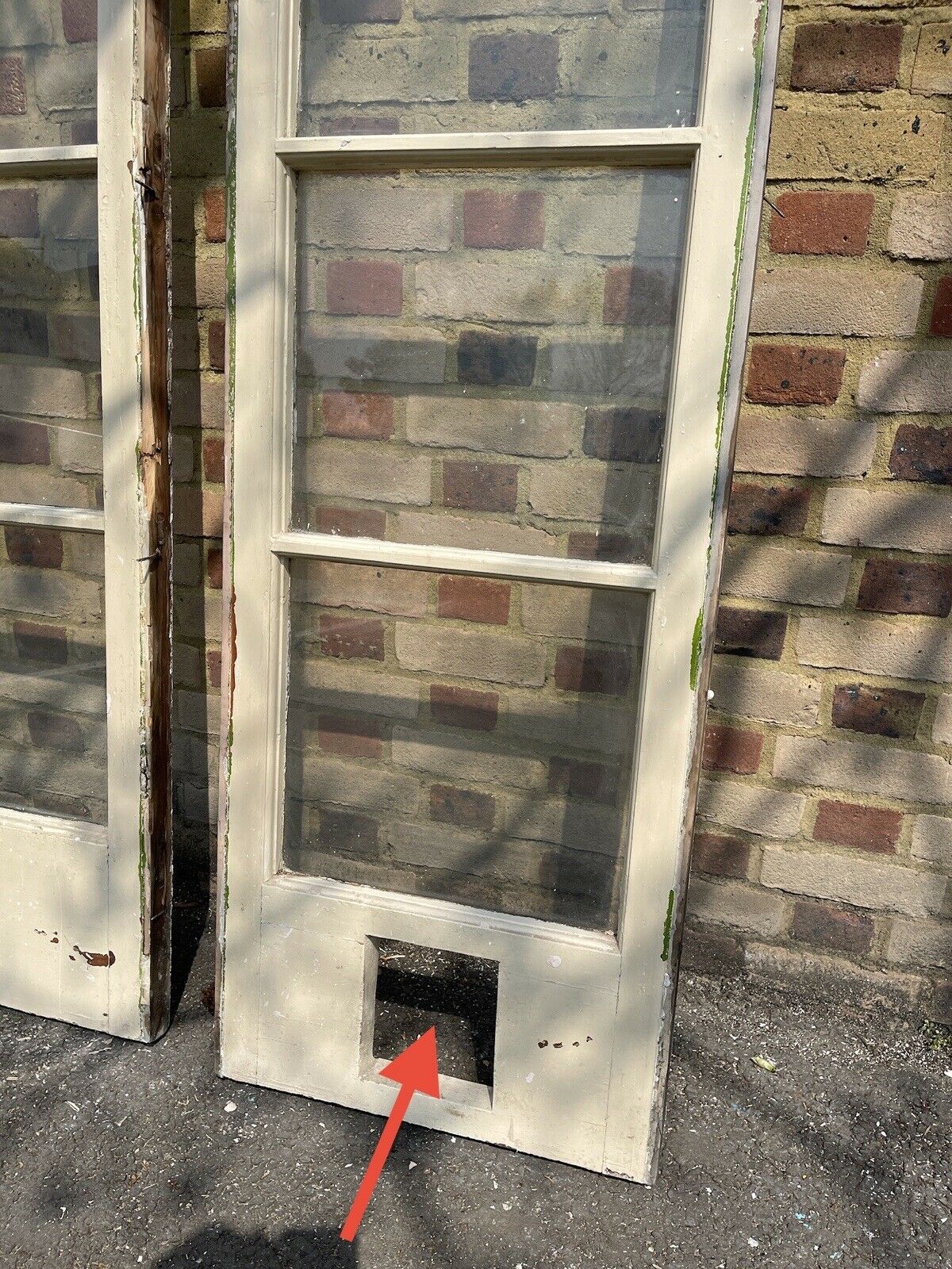 Pair Of Reclaimed Georgian Wooden Window Side glass Panels