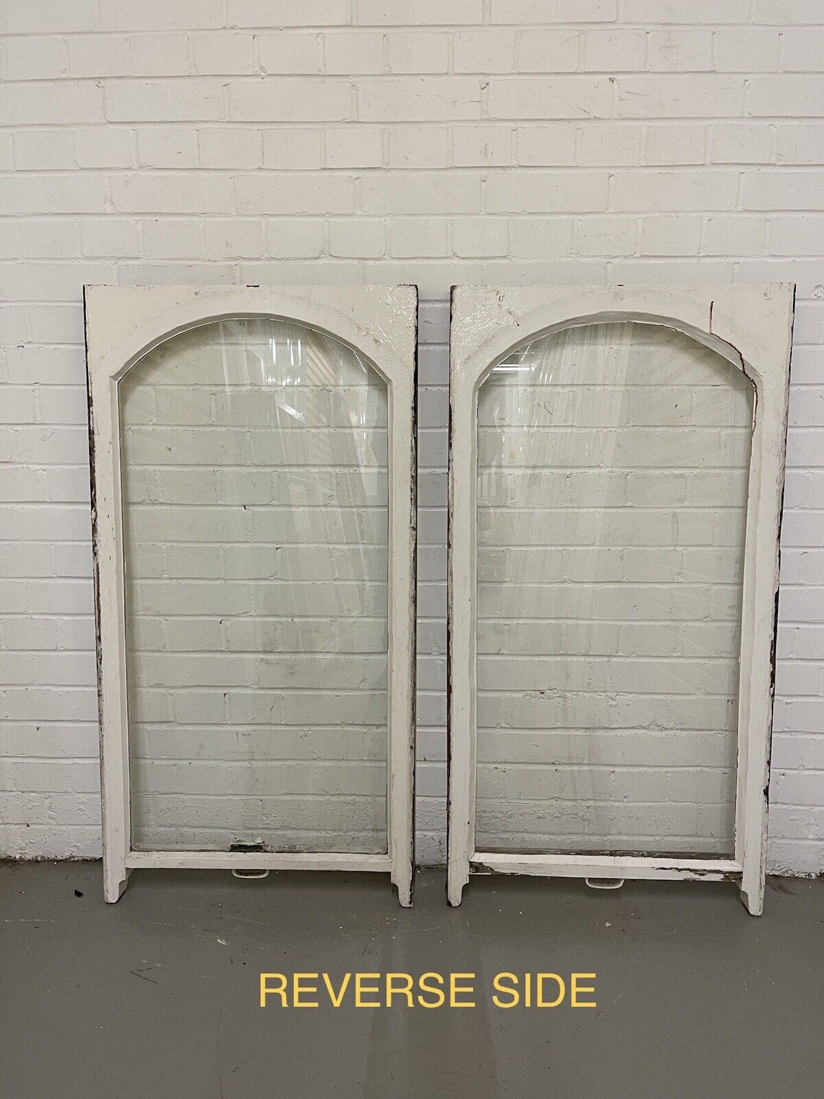 Pair Of Reclaimed Old Edwardian Arch Sash Wooden Window 1180 x 605mm