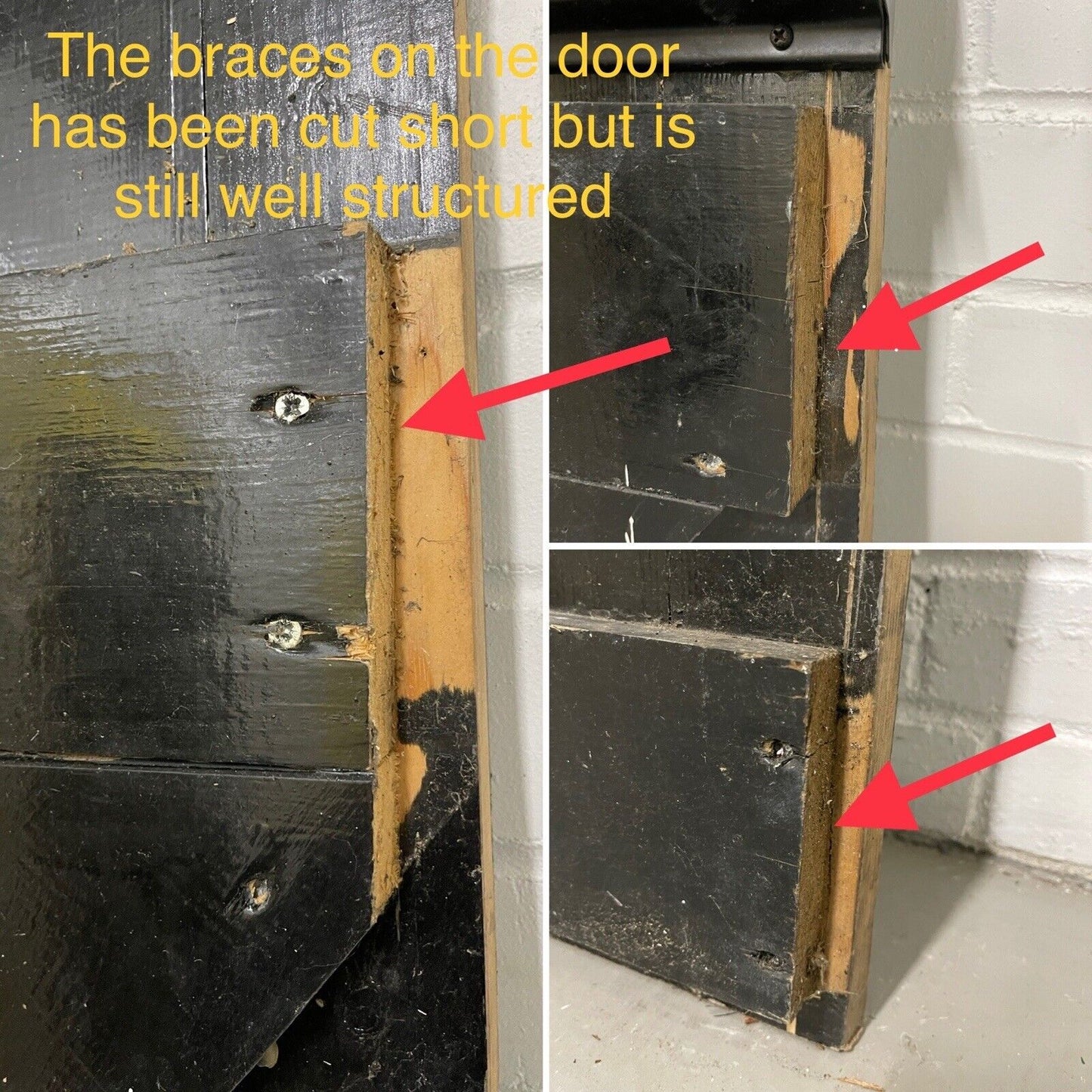 Reclaimed Wooden Plank Ledge Brace Door With Hinges Rim Lock No Key 1870 x 750mm