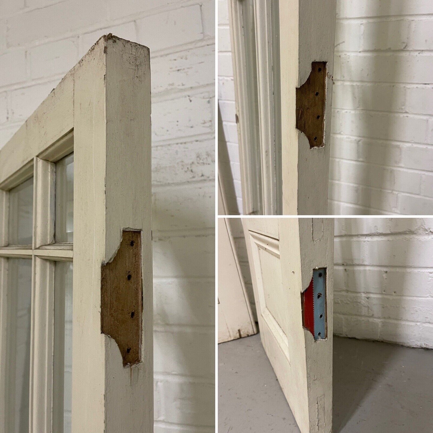 Reclaimed French Single Panel Bevelled Glass Wooden Double Doors 2005 x 900mm