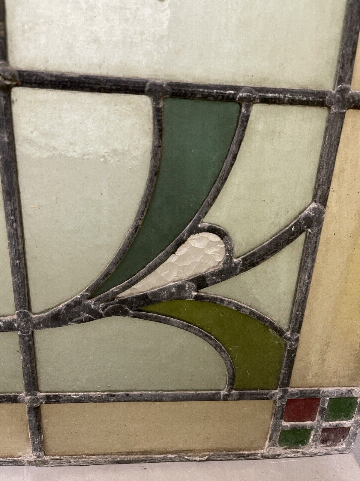 Reclaimed Leaded Light Stained Glass Art Nouveau Window Panel 680 x 620mm