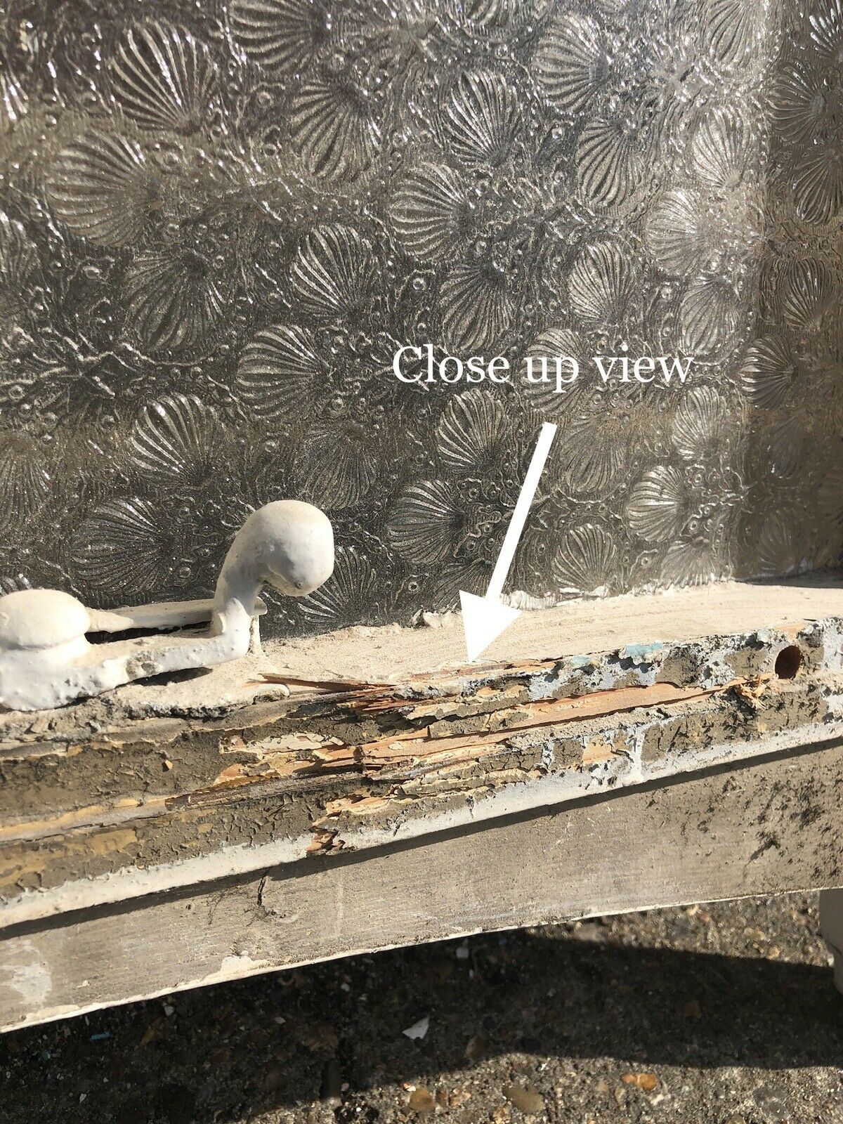Reclaimed Old Georgian 4 Panel Wooden Sash Window WITH Beautiful Etched Glass