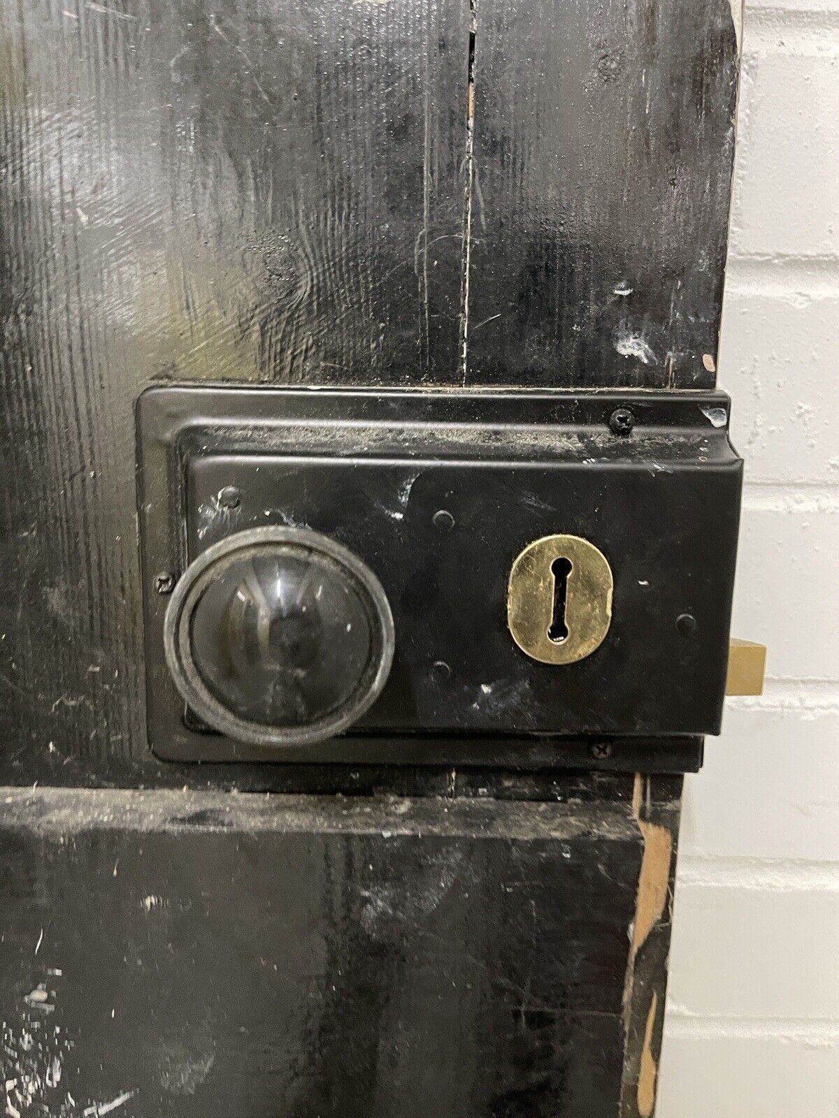 Reclaimed Wooden Plank Ledge Brace Door With Hinges Rim Lock No Key 1870 x 750mm