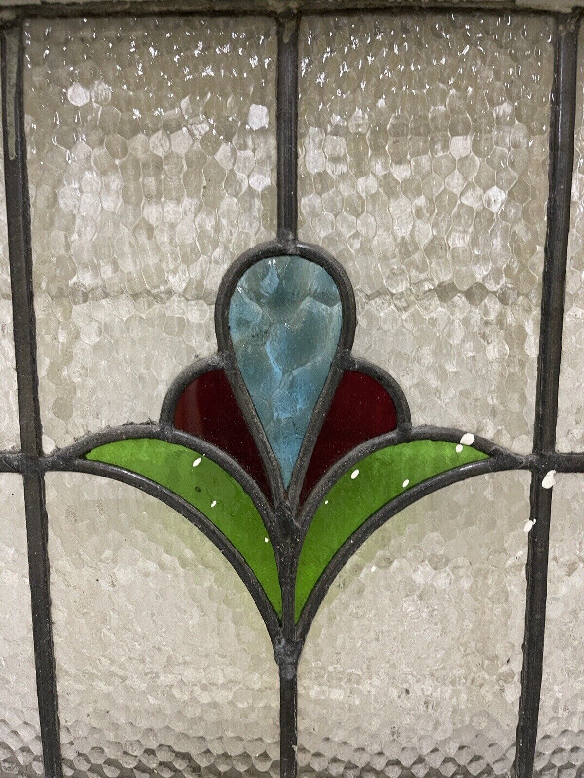 Reclaimed Leaded Light Stained Glass Art Nouveau Wooden Window Panel