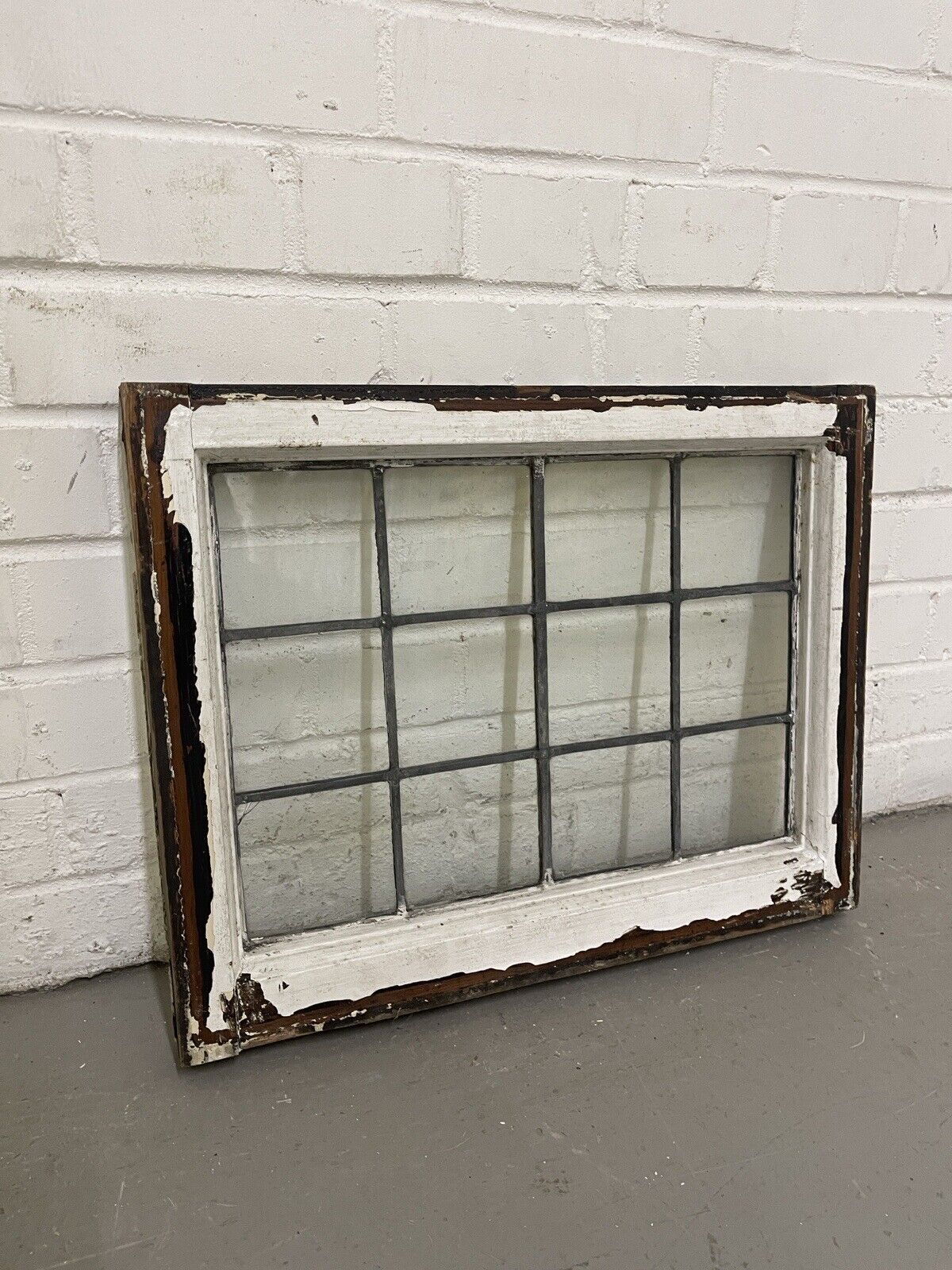 Reclaimed Leaded Light Panel Wooden Windows 410 x 520mm
