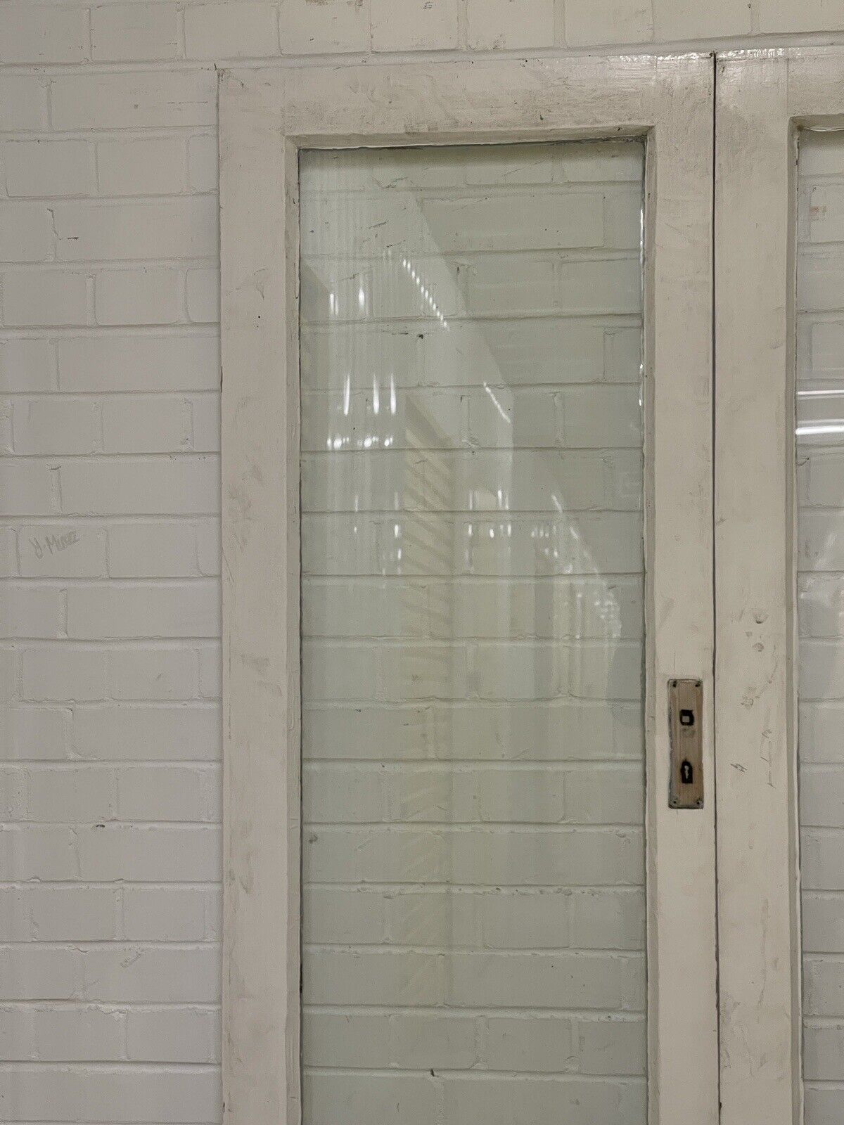 Reclaimed Old French Single Panel Glass Wooden Double Doors 1985 x 1173mm