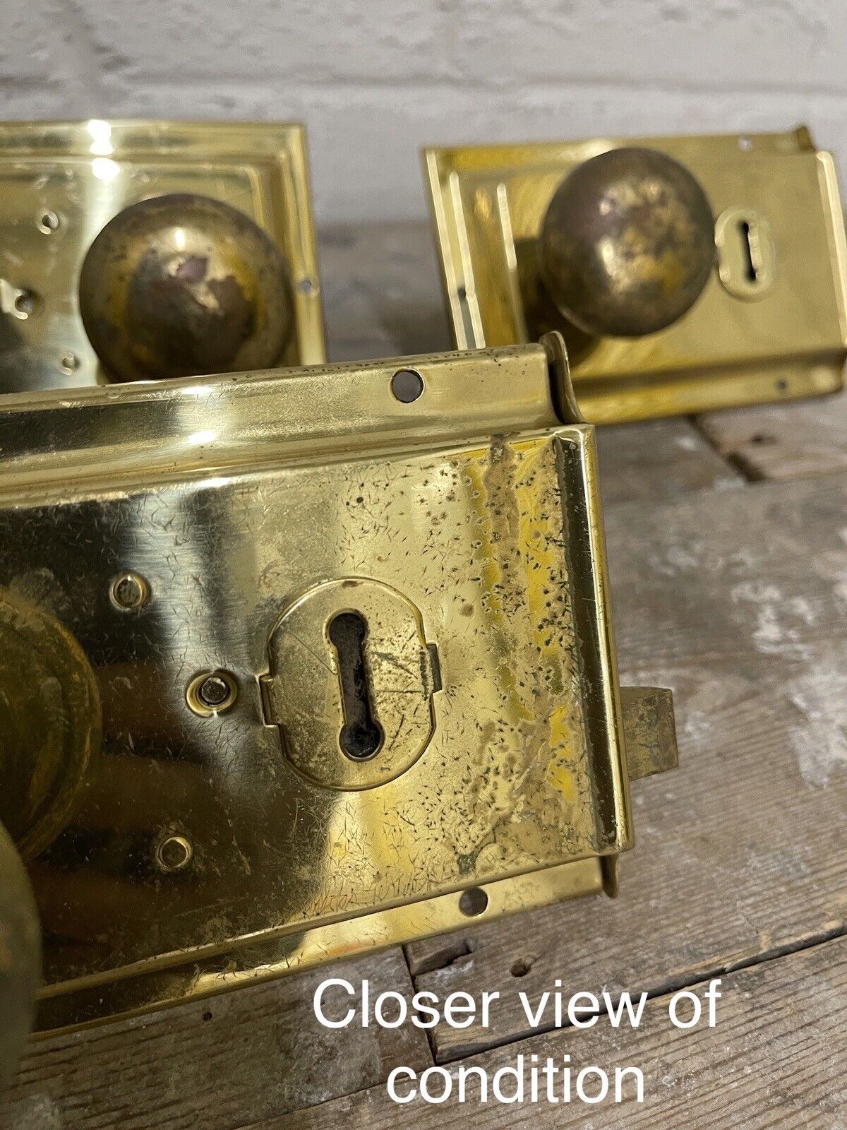 Job Lot Of 4 Reclaimed Antique Door Rim Locks With Door Handles NO KEYS