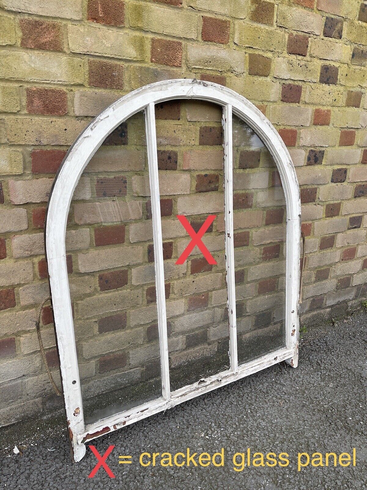 Reclaimed Old Victorian Edwardian Arch Panel Wooden Sash Window 955 x 1055mm