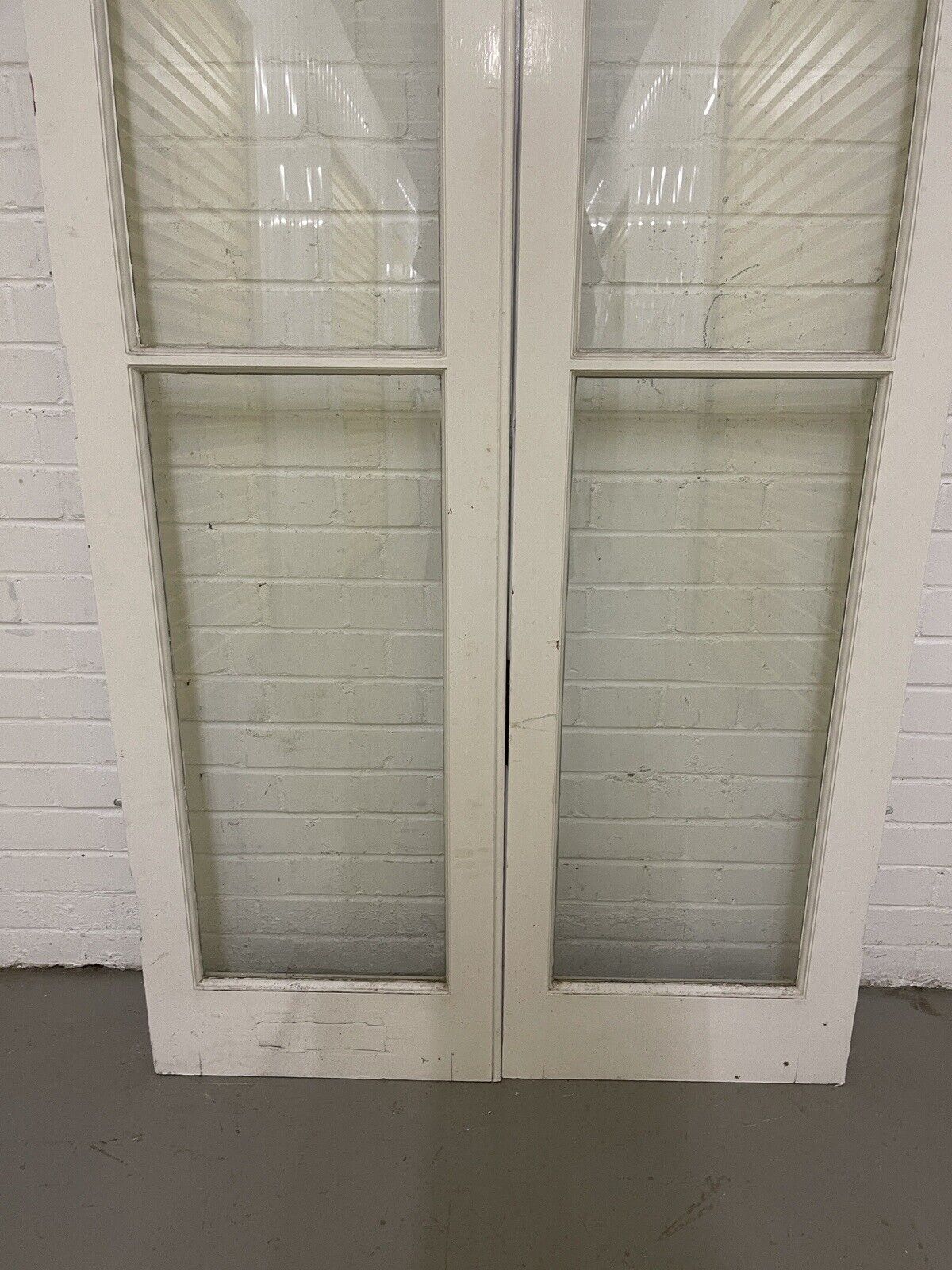 Reclaimed French Toughened Single Panel Glass Wooden Double Door 1925 x 1004mm