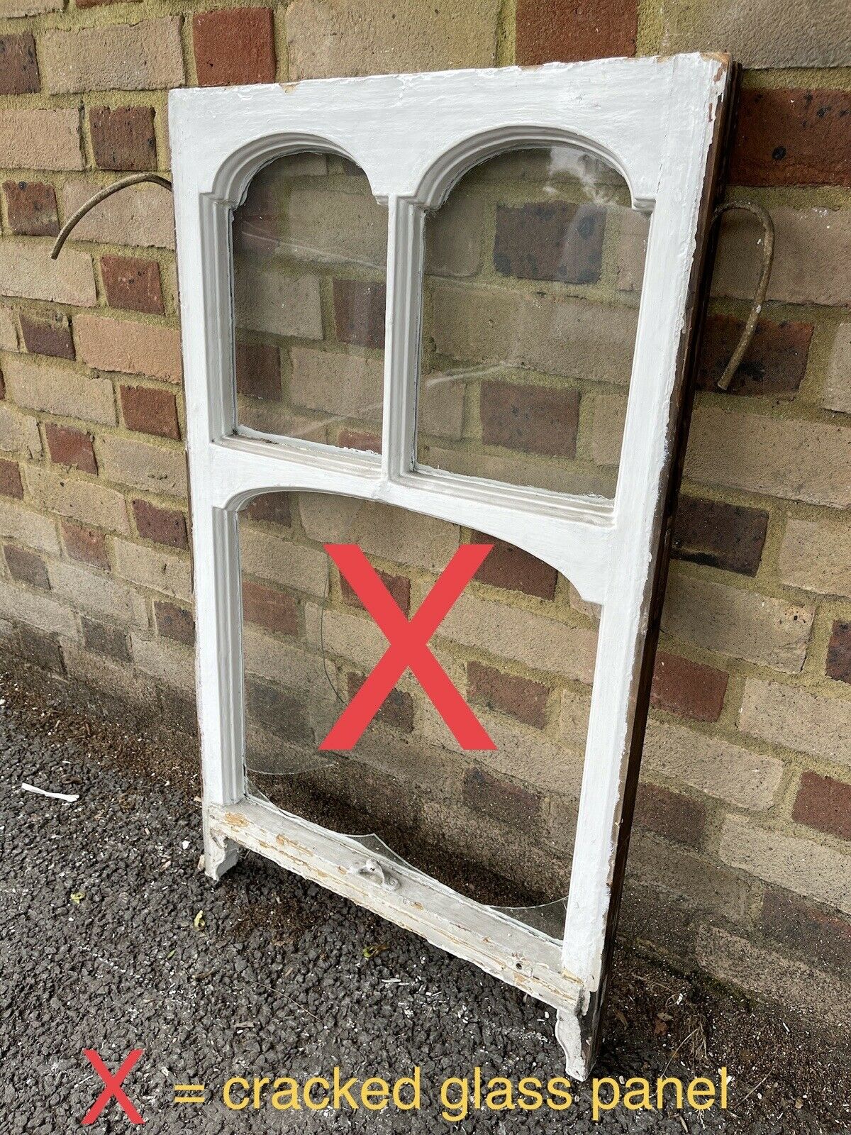 Reclaimed Old Edwardian Arch Sash Wooden Window 910 x 530mm