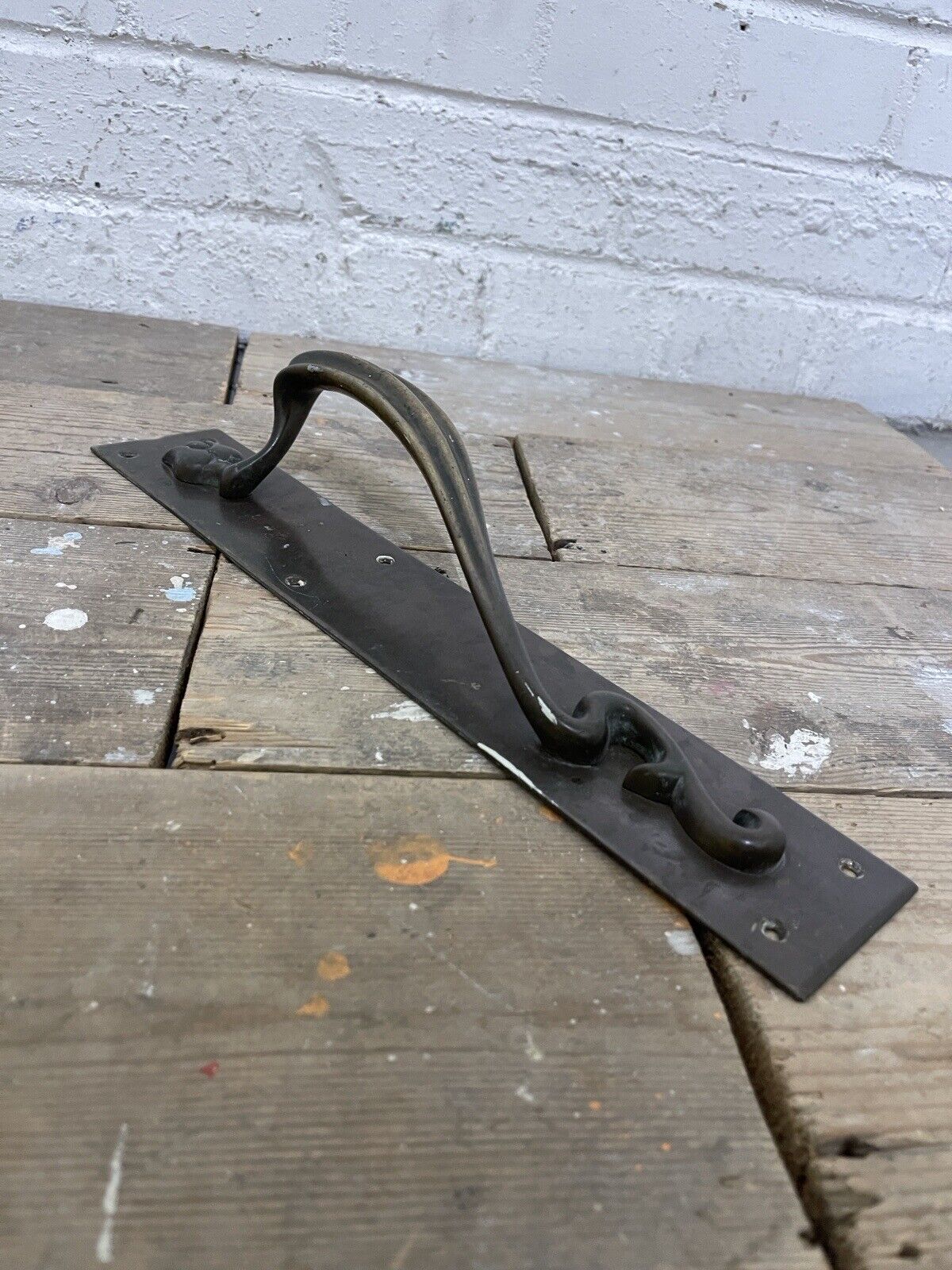 Reclaimed Old Art Nouveau Phosphor Bronze Door Pull Handle 355mm or 14 inches