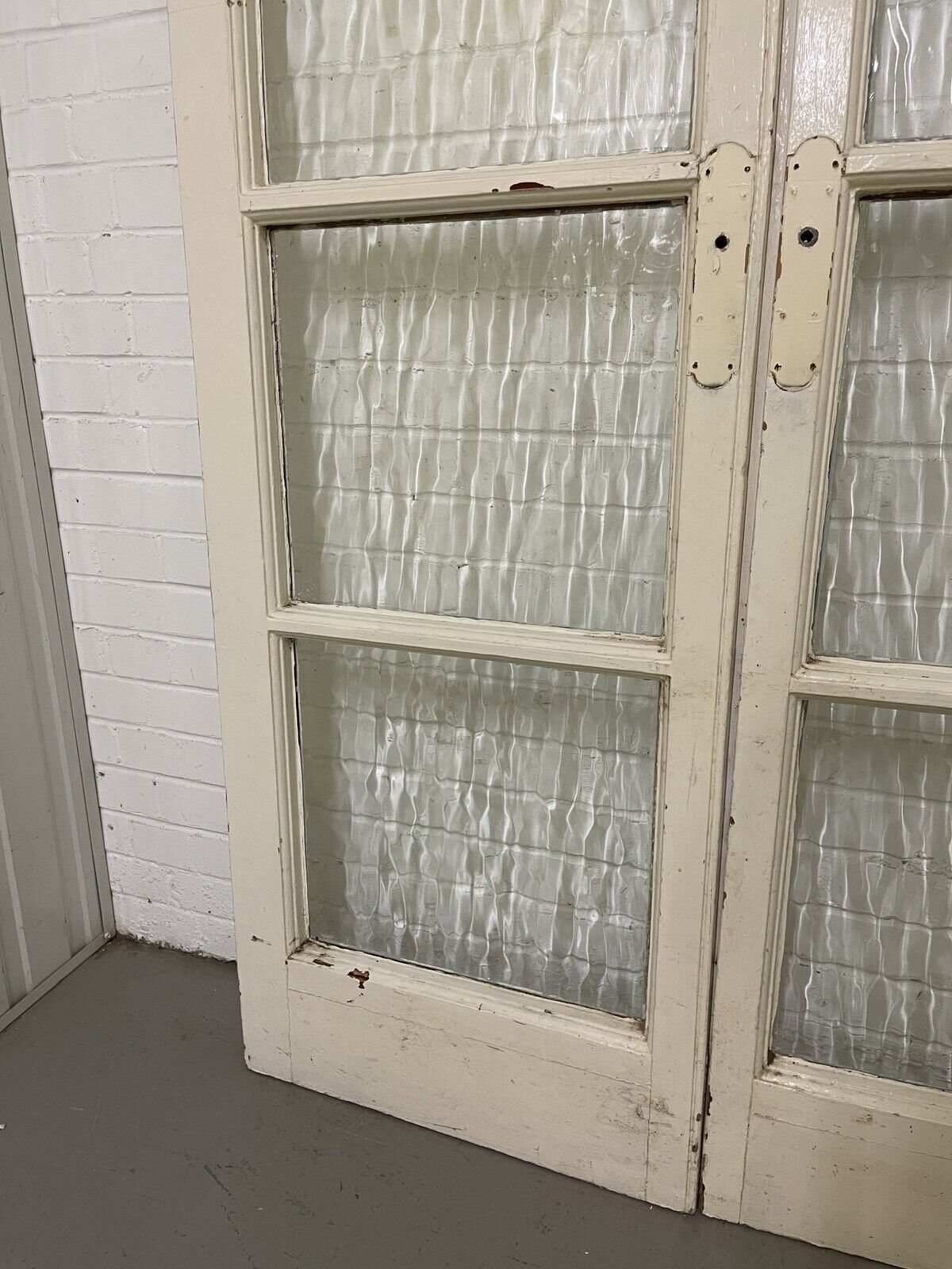 Reclaimed Georgian French Single Panel Glass Wooden Double Doors 2068 x 1210mm