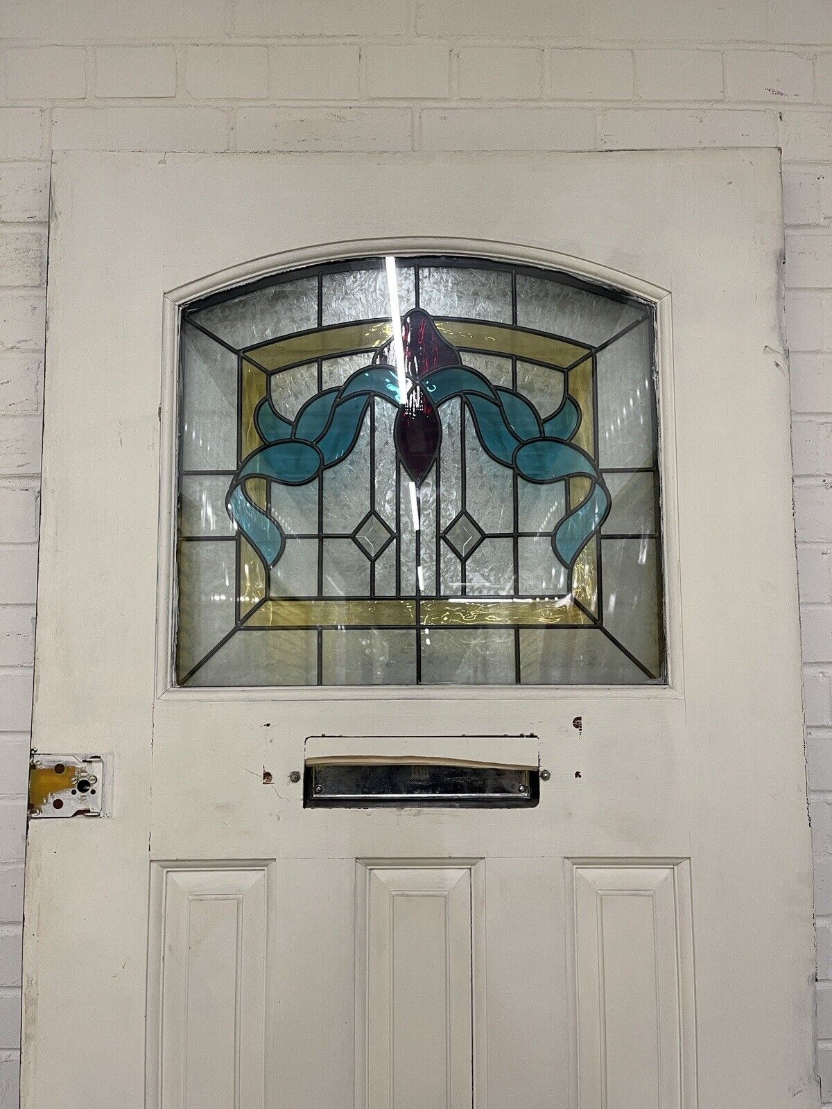 Reclaimed Style Edwardian Leaded Glass Wooden Panel Front Door 2073 x 860mm