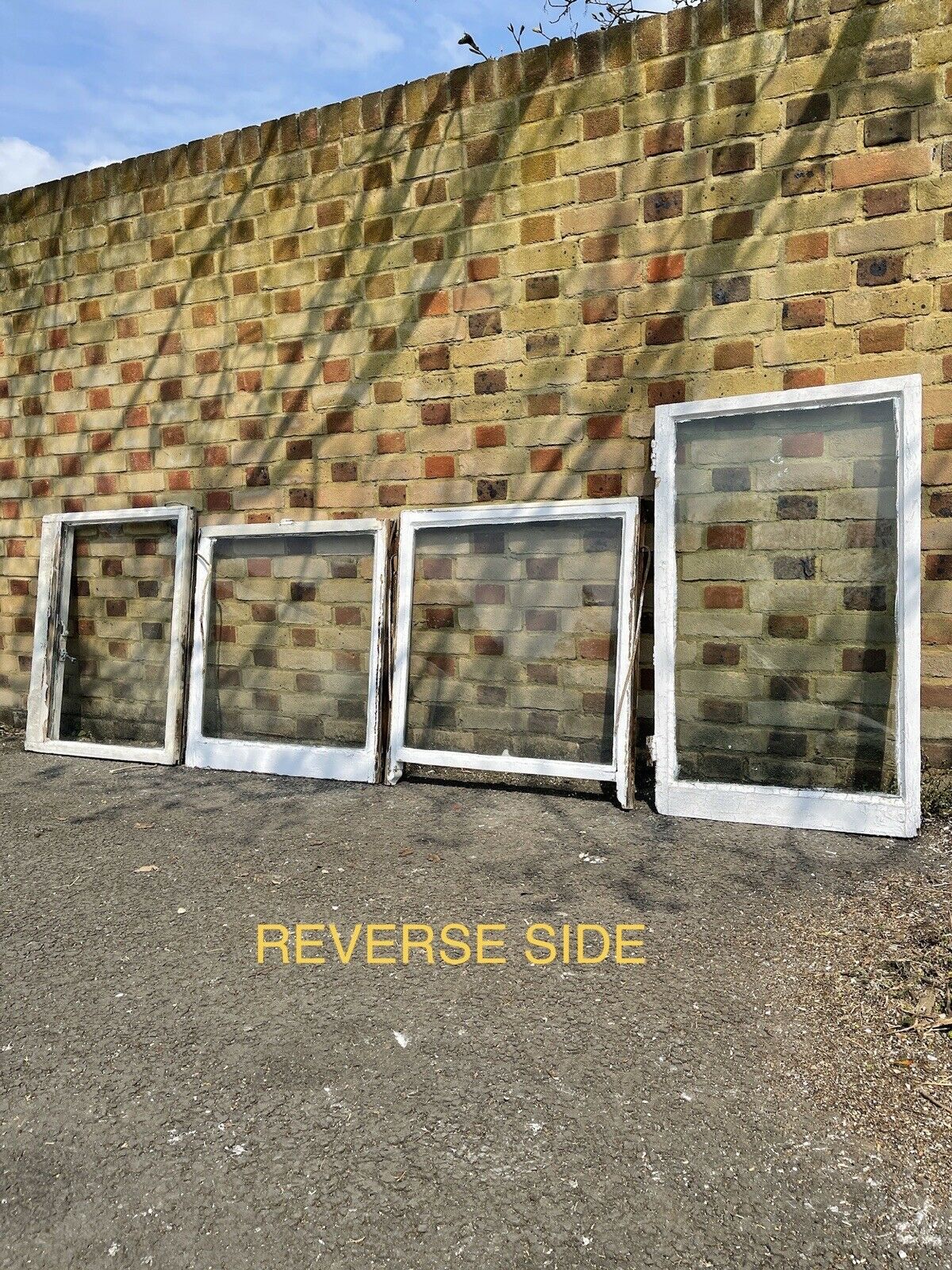 Job Lot Of Reclaimed Old Wooden Panel Sash Windows Cylinder Wavy Glass X 4