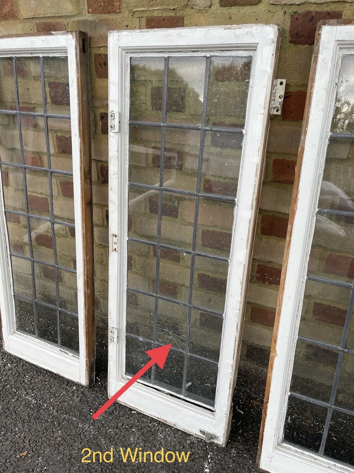 Job Lot Of 4 Reclaimed Leaded Light Panel Wooden Window