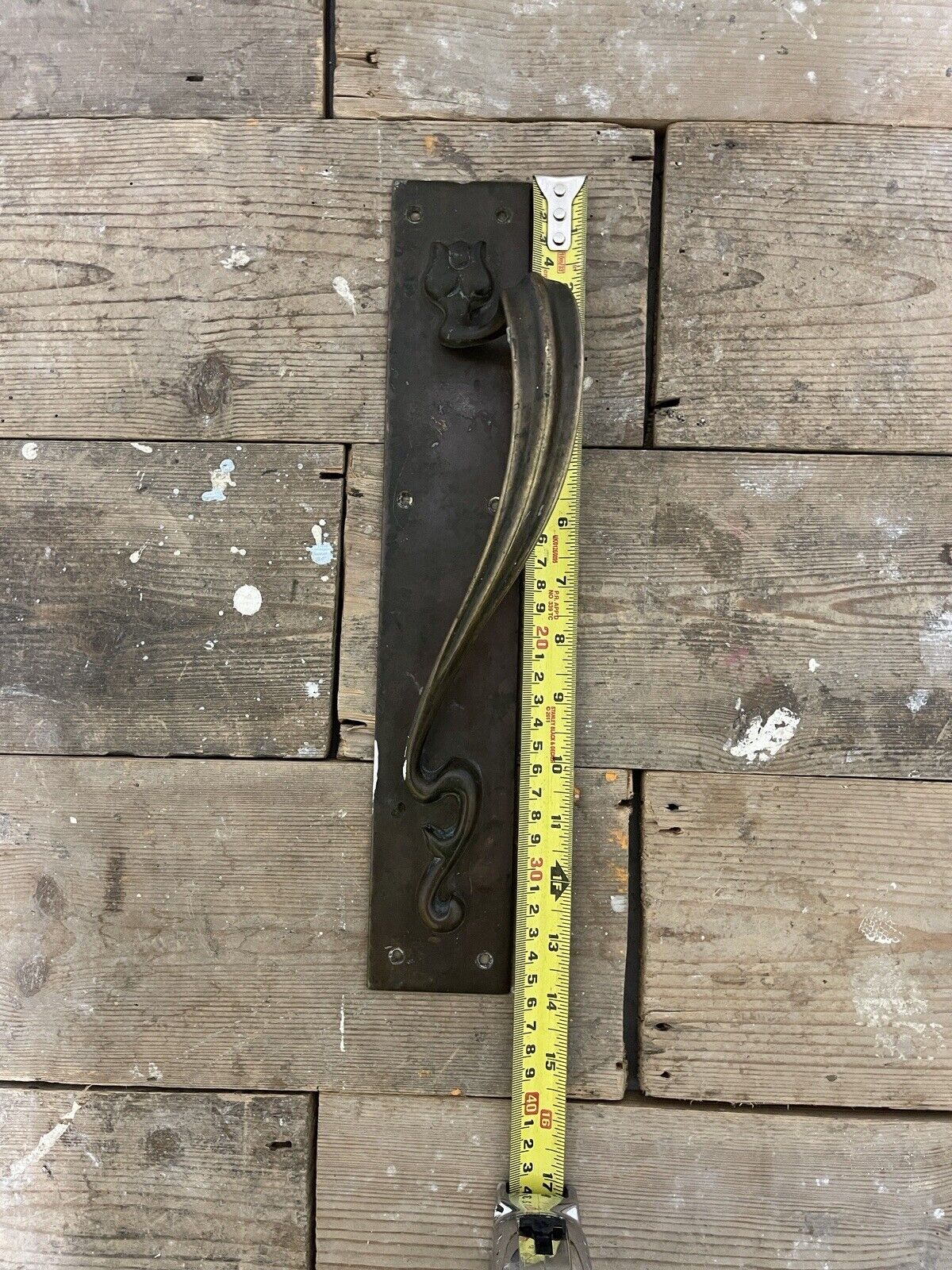 Reclaimed Old Art Nouveau Phosphor Bronze Door Pull Handle 355mm or 14 inches