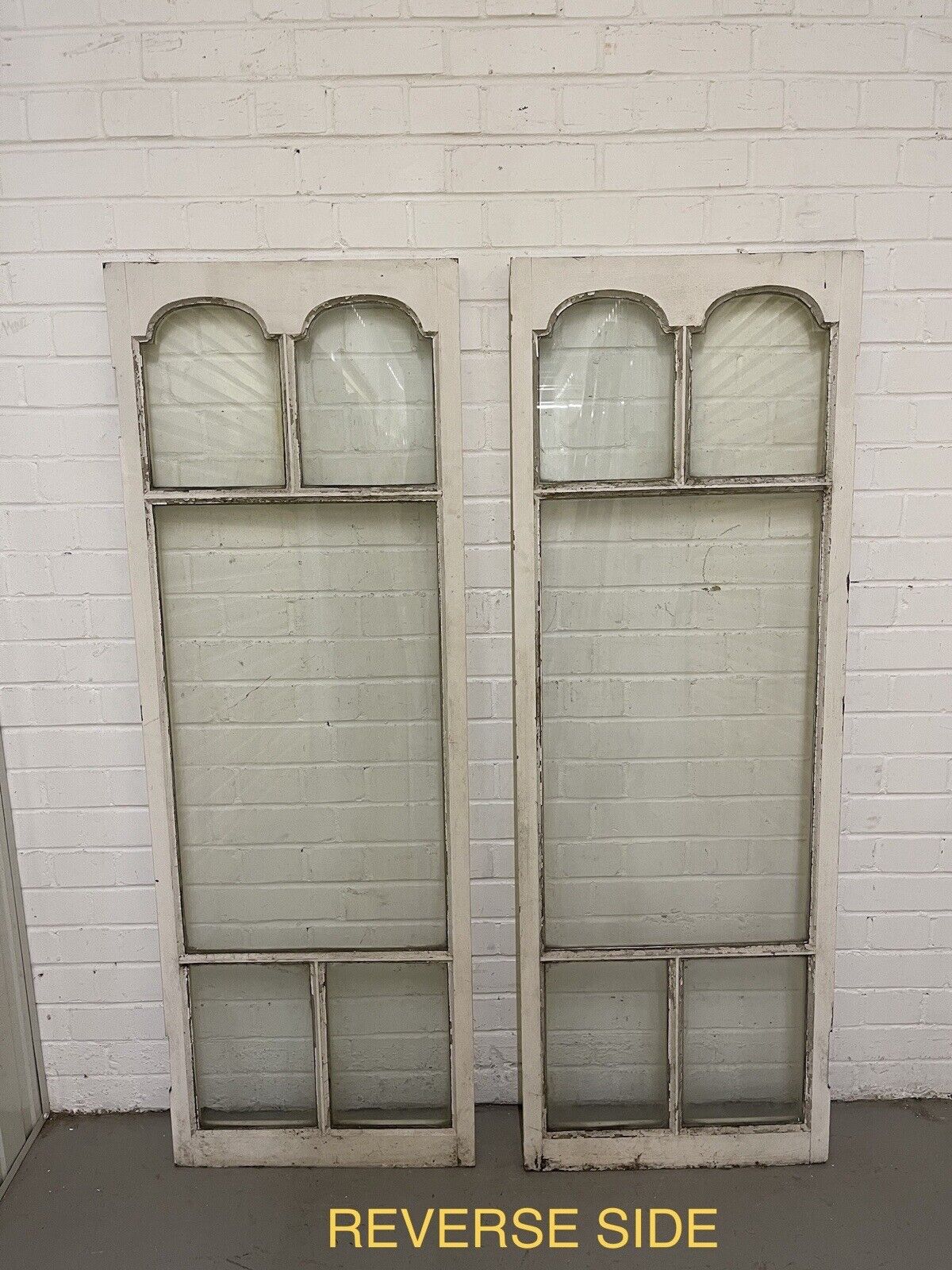 Pair Of Reclaimed Edwardian French Wooden Panel Windows 1512 x 532 1512 x 532mm