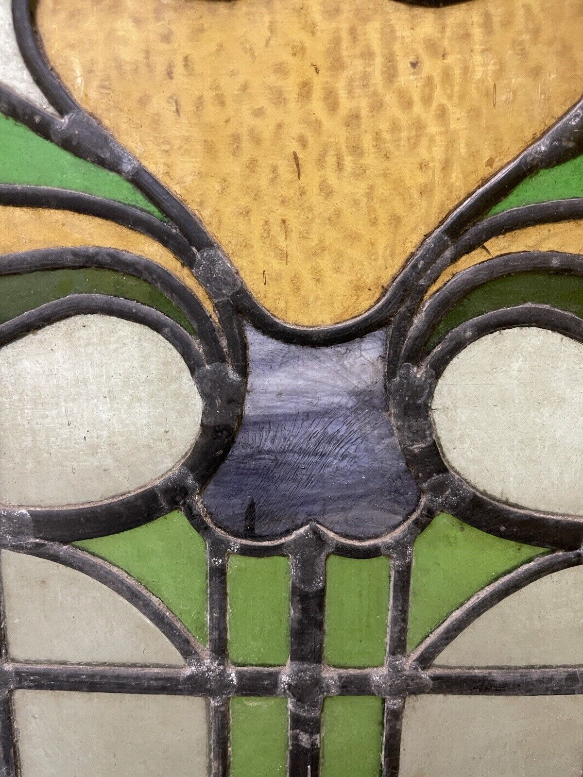 Reclaimed Leaded Light Stained Glass Art Nouveau Window Panel 680 x 660mm