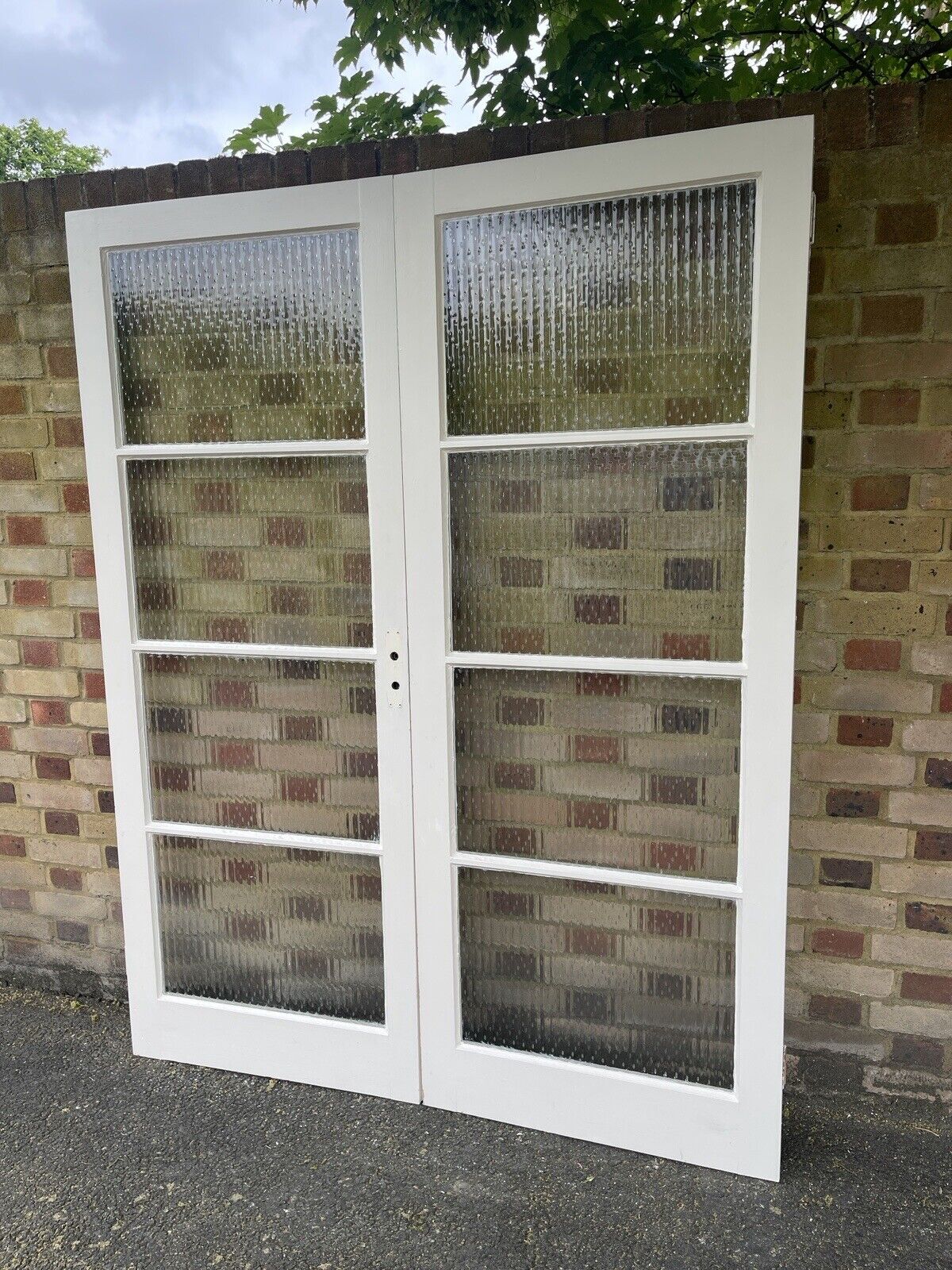Reclaimed Reeded Glass Internal Or External French Doors 1954 x 1515mm