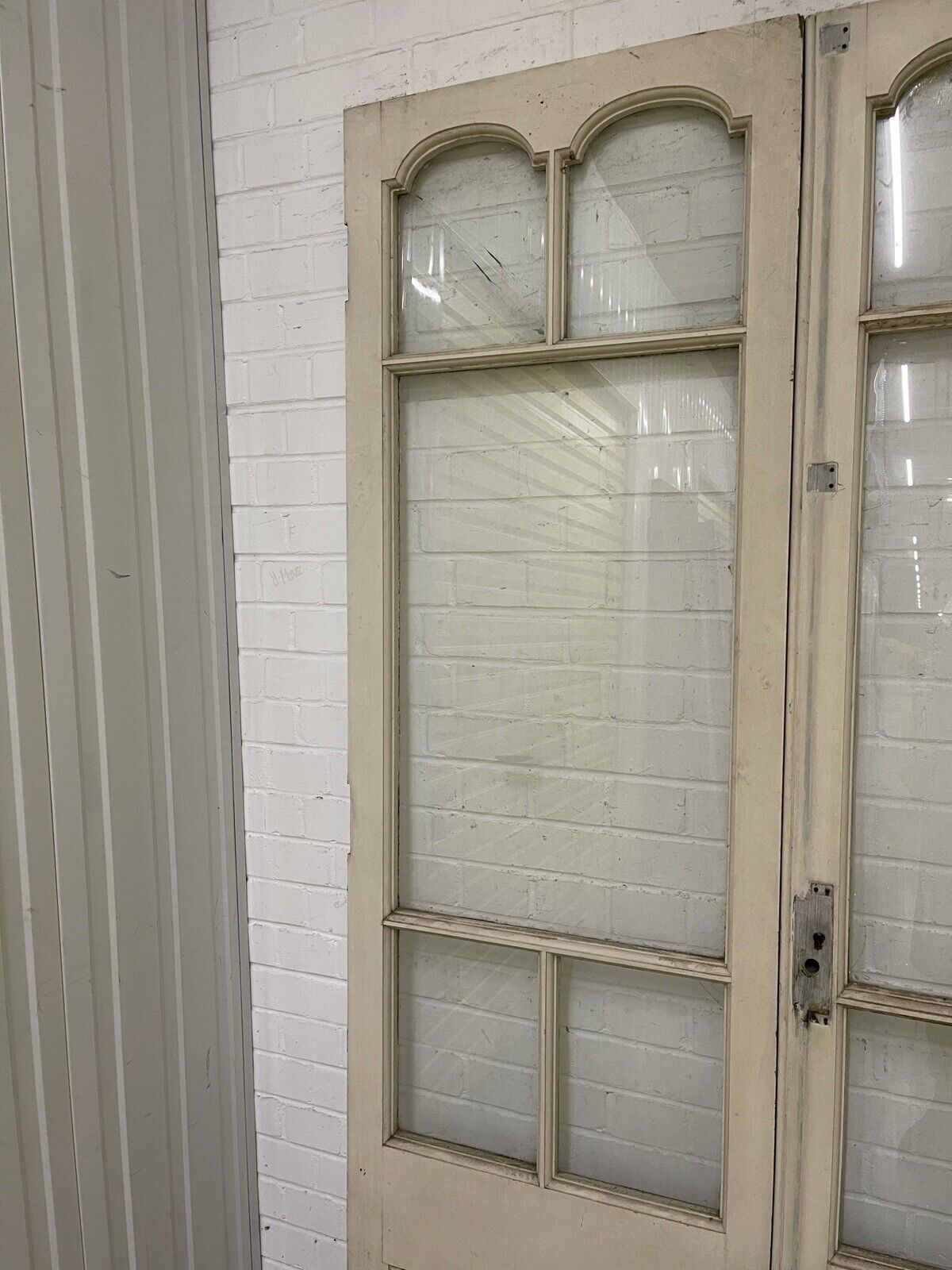 Reclaimed Edwardian French Single Panel Glass Wooden Double Doors 2070 x 1210mm
