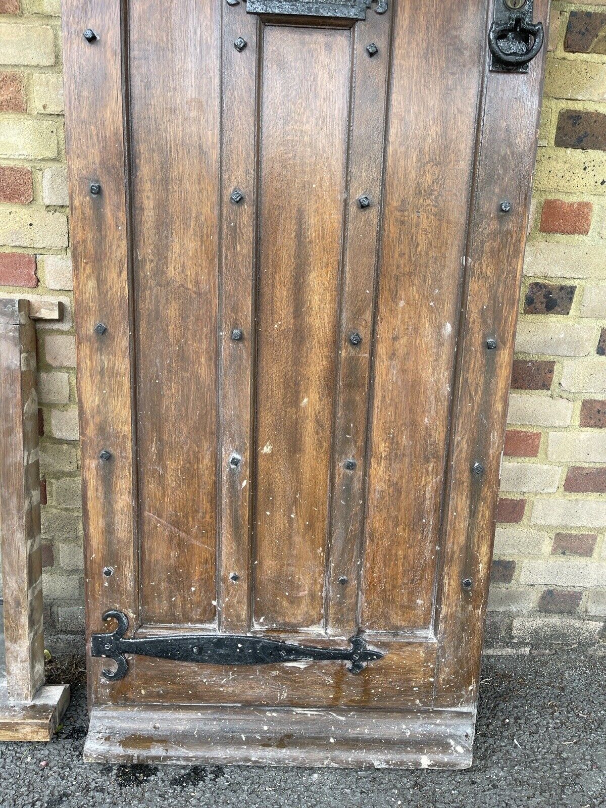 Reclaimed Oak Studded Wooden Front Door 1985 x 767mm With Wooden Side Window